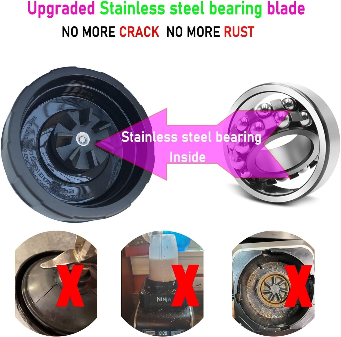[ New Model] Replacement blender Blade and 24oz Cup Accessories, ly Compatible with Nutri Ninja SS150,SS151,SS300, SS350,SS351, CO351B, SS100, SS101, CO101B,SS400,SS401