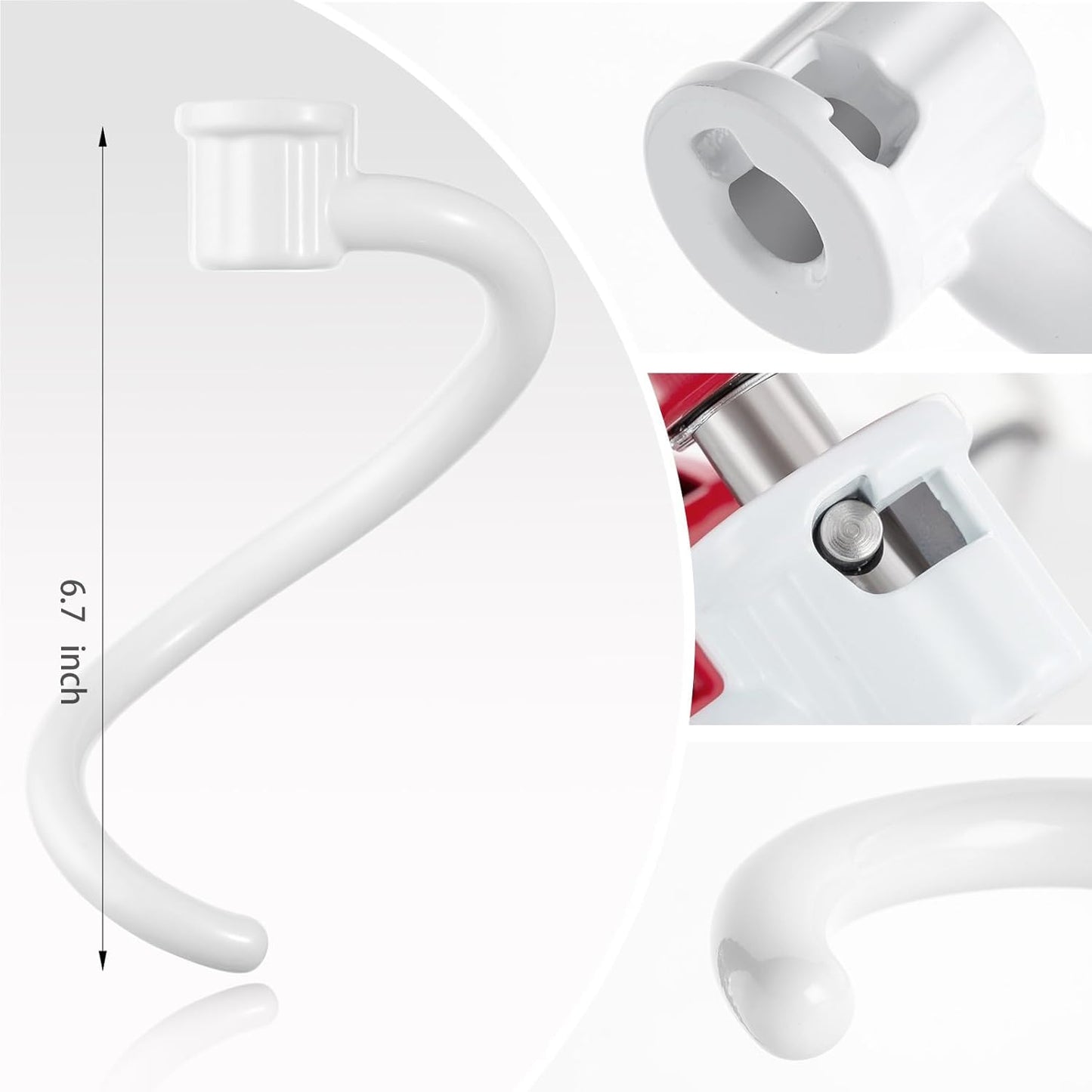 Spiral Coated Dough Hook Attachments for Kitchenaid Stand Mixer Bowl-Lift, Metal Dough Hooks Fits Models KV25G0X, KV25G8X, KV25H0X, KP26M1X, KP26M8X, KL26M8X