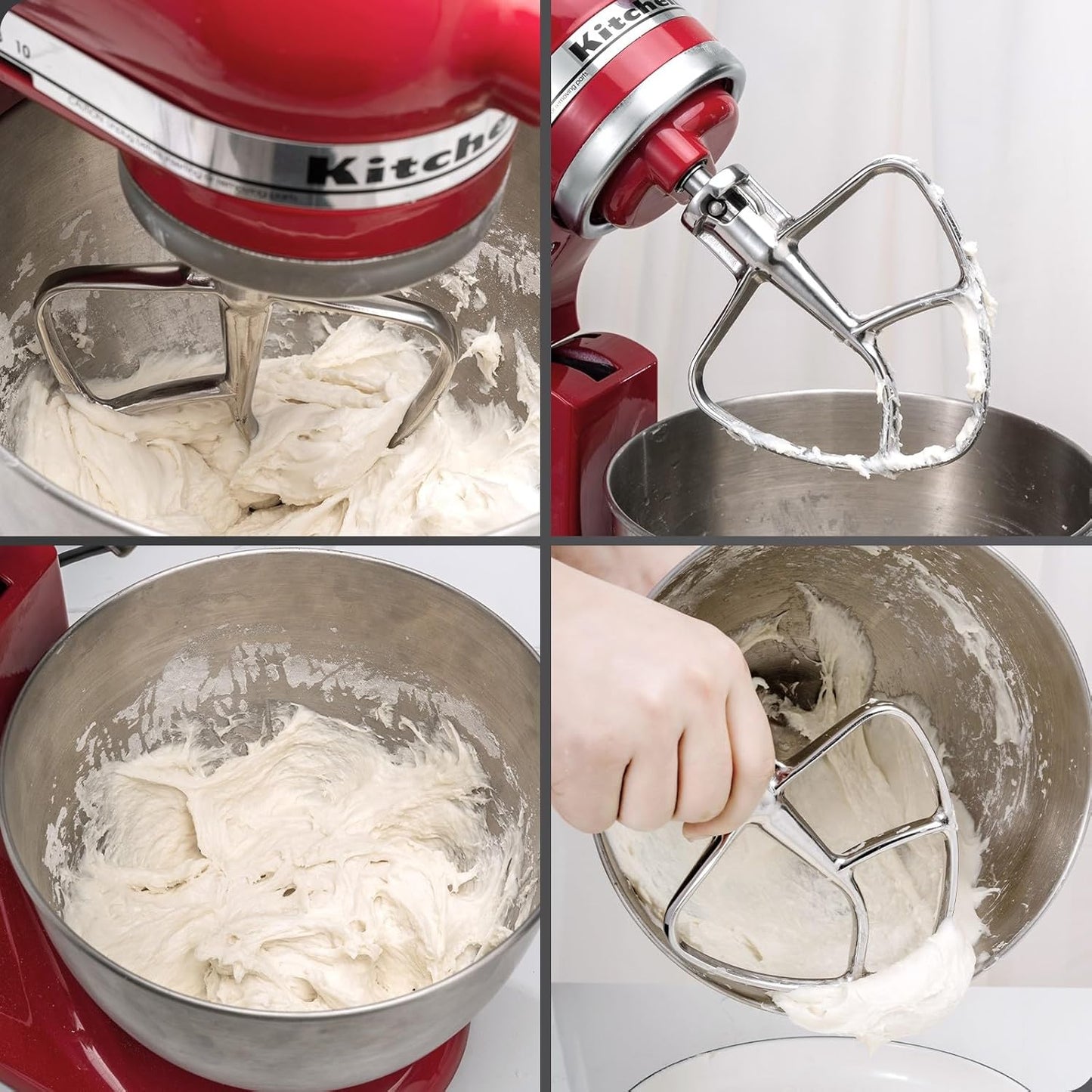K45B Stainless Steel Flat Beater for Kitchenaid 4.5-5 Quart Tilt Head Stand Mixer, Polished Paddle Attachment for KitchenAid Mixer by ，Dishwasher Safe