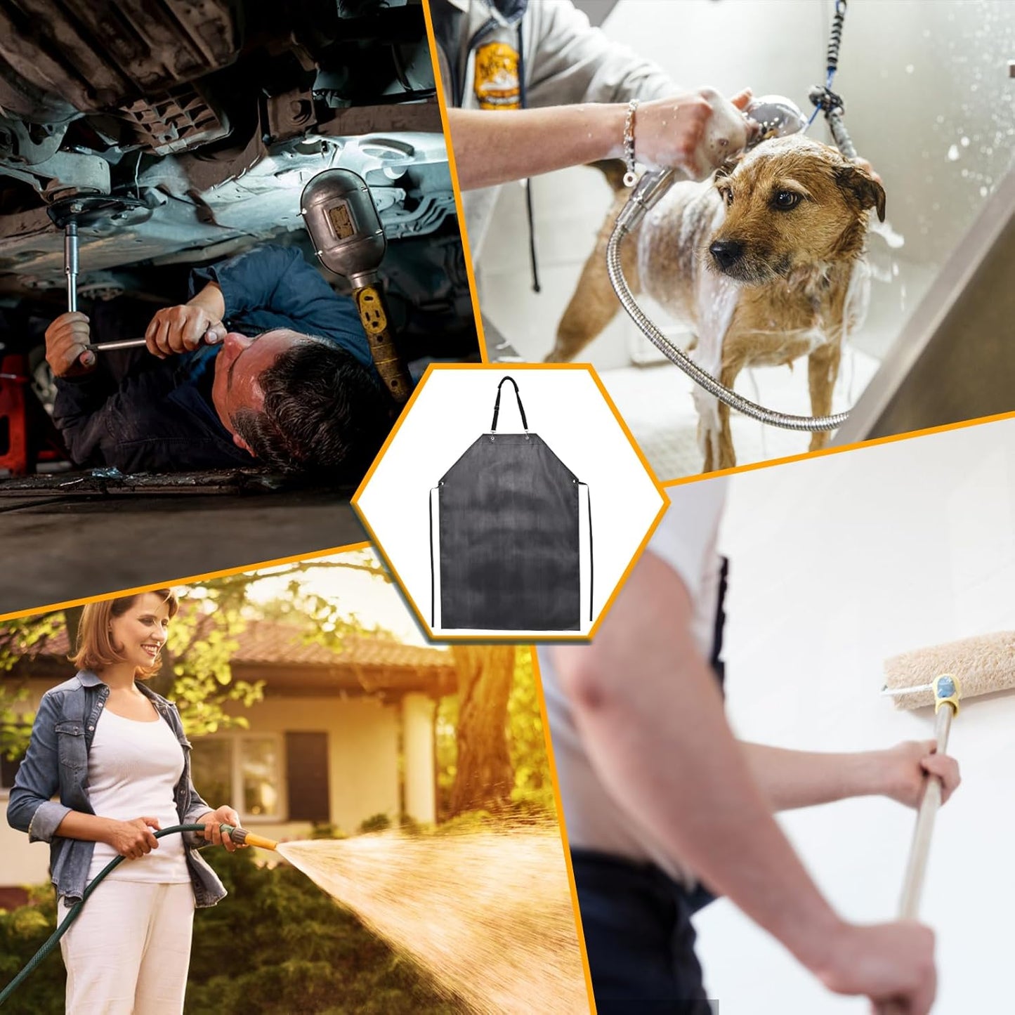 Thick Rubber Waterproof Apr, Adjustable Heavy Duty Dishwashing Apr, Work Apr For Cooking, Cleaning Fish, Gardening, Lab Work, Butcher And Dog Grooming