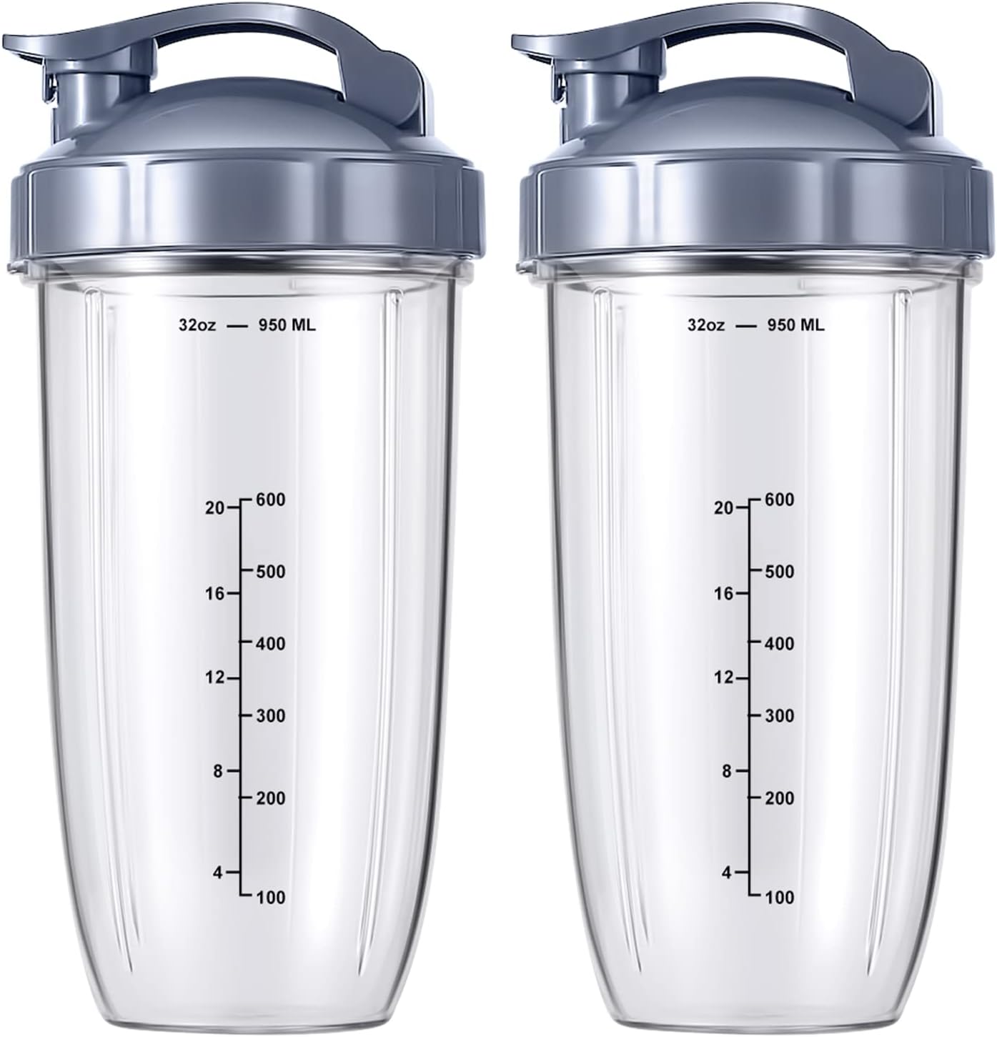 2-pack Replacement Parts Upgrade 32oz Cups with Flip-Top To-Go-Lid and Rubber Gaskets Compatible with NutriBullet 600w/900w Blender Accessory