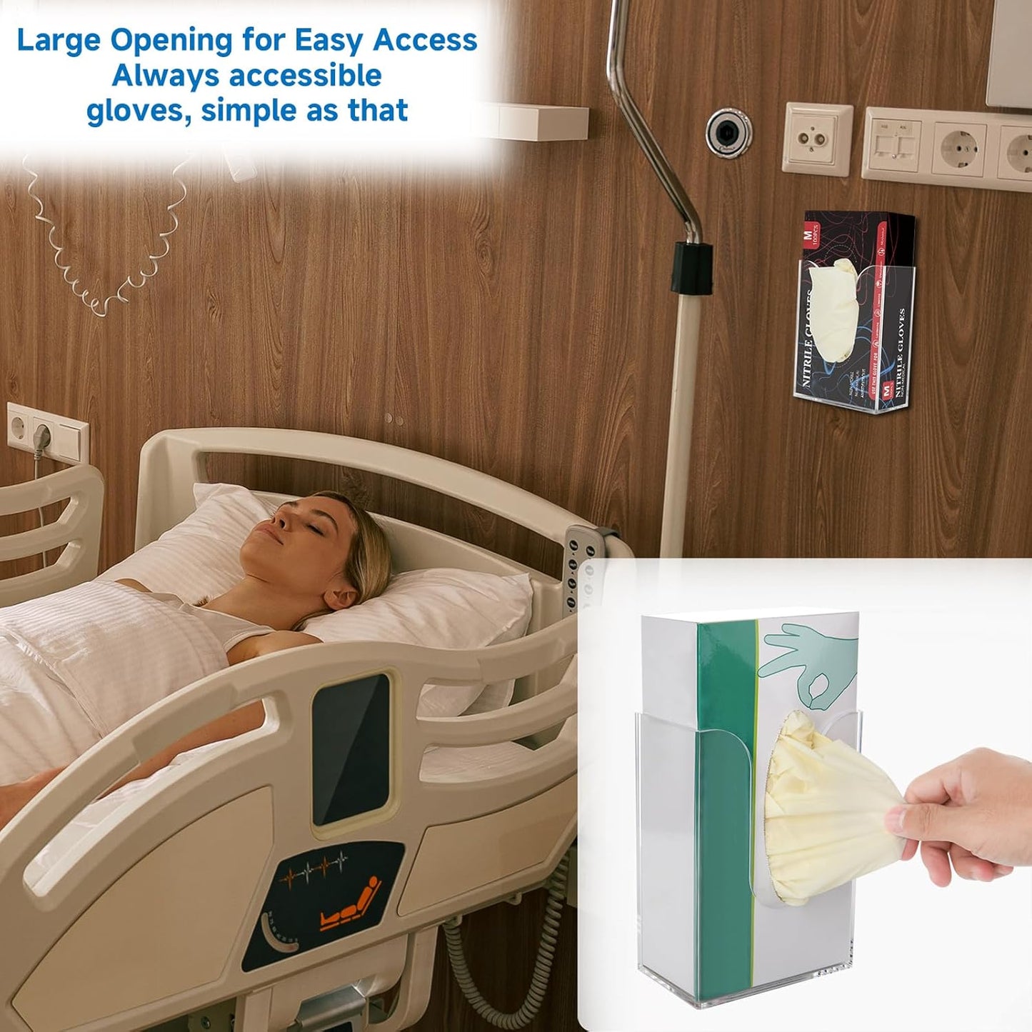 Acrylic Glove Dispenser, Wall-Mounted Glove Box Holder for Disposable Gloves Box & Tissue Box, Multipurpose Glove Box Organizer Glove Rack, Space Saving Design for Workshop Office Kitchen Garage