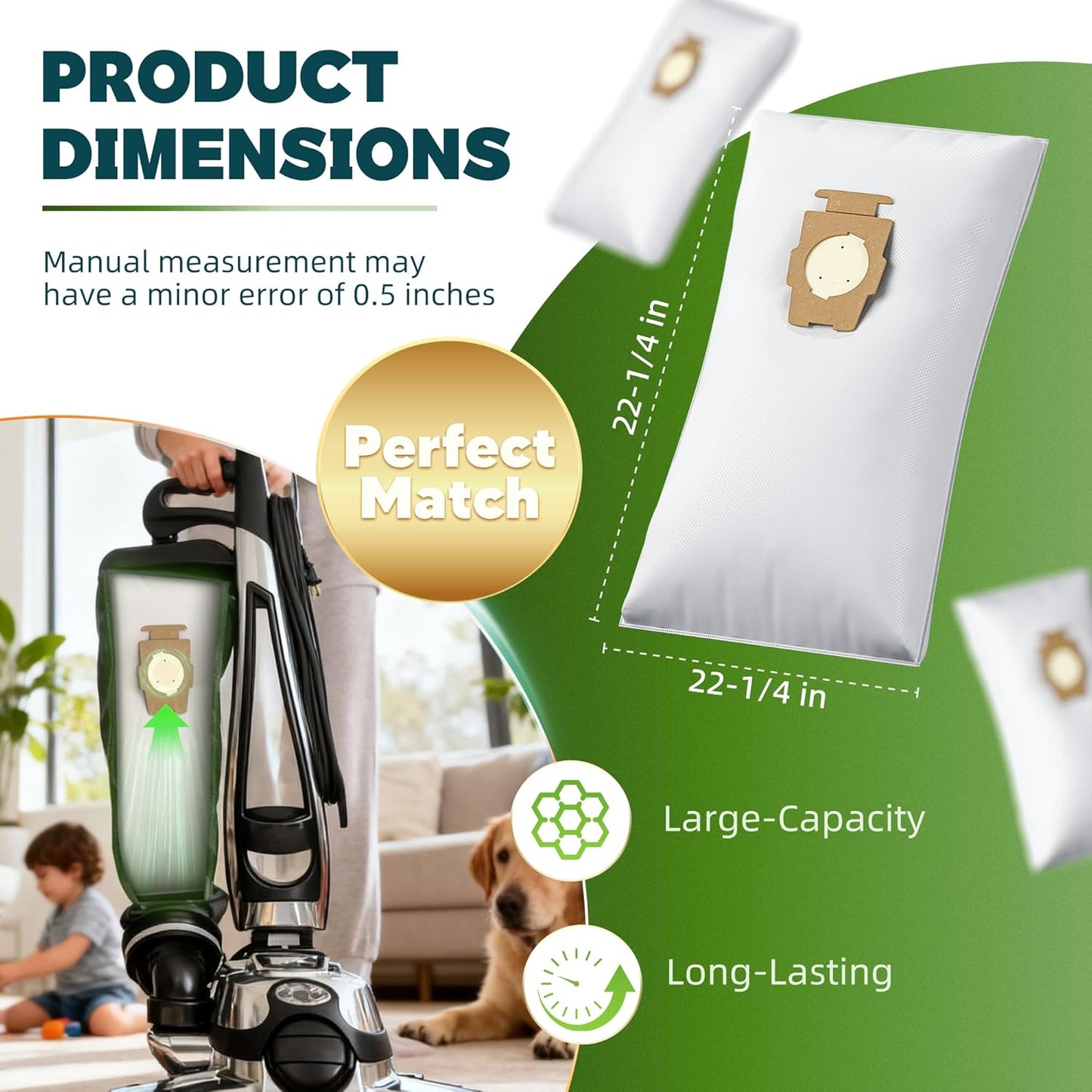 12 Pack Vacuum Bags [Model 204814] Compatible with Kirby Sentria/Avalir/Ultimate G Series | Replaces F-Style & Twist-Style 204811 205811 204808 | Replacement Parts by