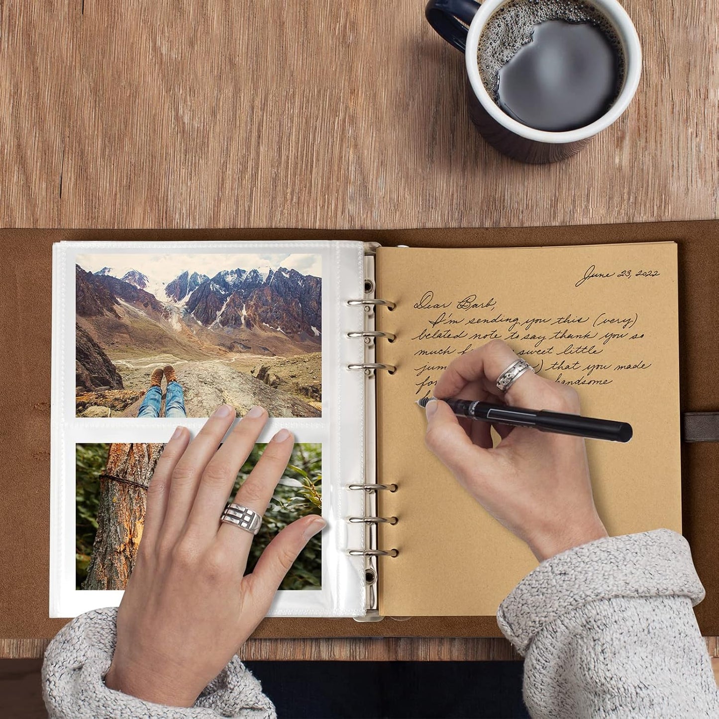 Photo Album 4x6 200 Photos, Genuine Leather Photo Albums with Writing Space with 30 Writing Paper, Travel Family Wedding Kids Graduation Ultrasound Baby Picture Album Scrapbook Photo Album (Simple)