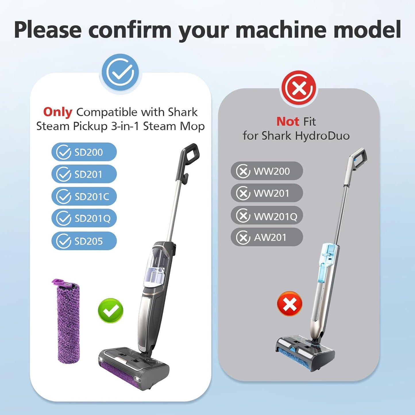 SD201 Brush Roller Shark Mop: Compatible with Shark Steam Pickup 3-in-1 Steam Mop SD200 SD201C SD201Q SD205 Models - Roll Brush 1 Cleaning Tool Replacement Parts Accessories Kit for Months 3 Pack