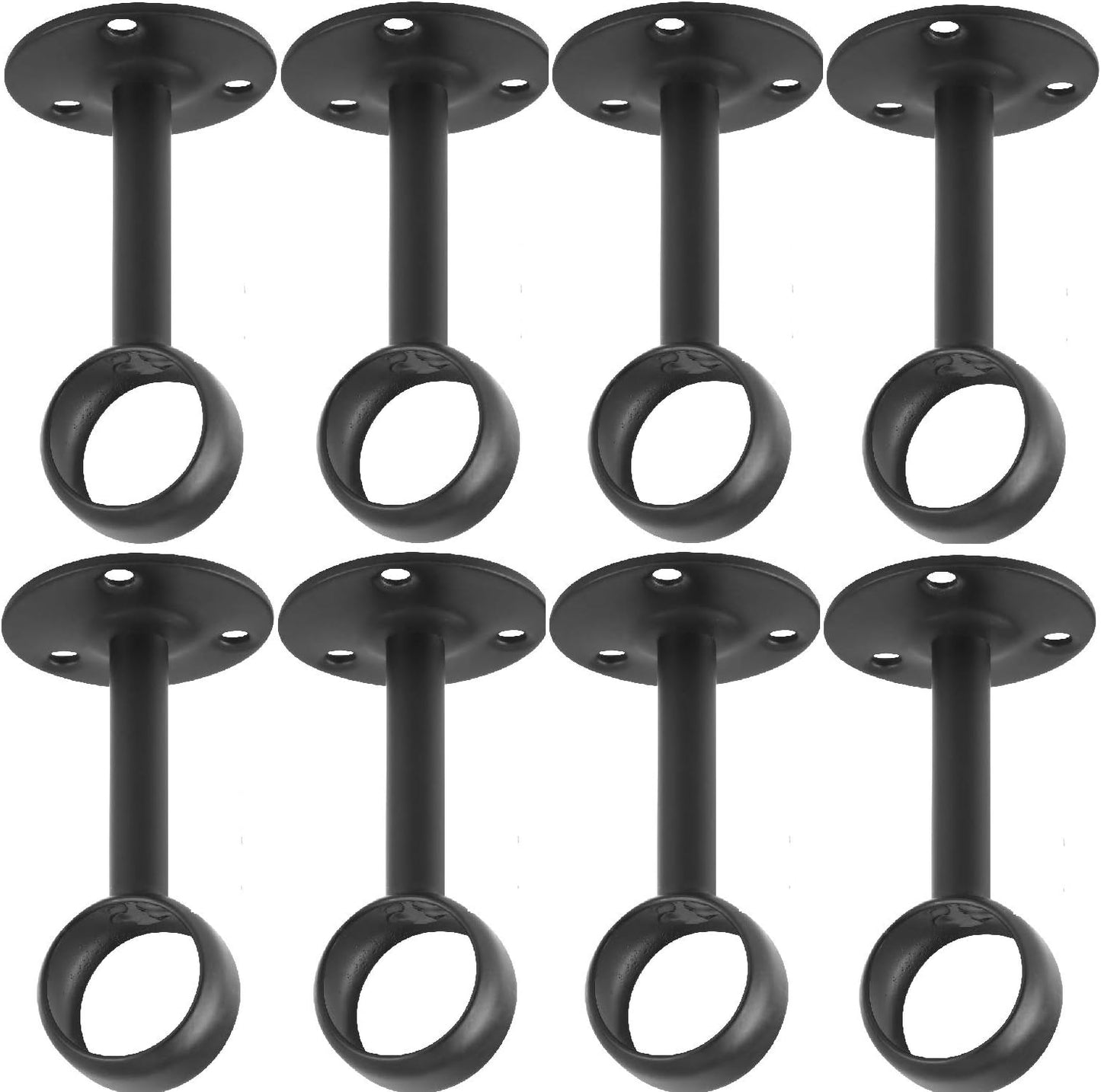 Curtain Rod Ceiling-Mount Bracket Curtain Rod Brackets Curtain Rod Holders (8 PCS, Black)