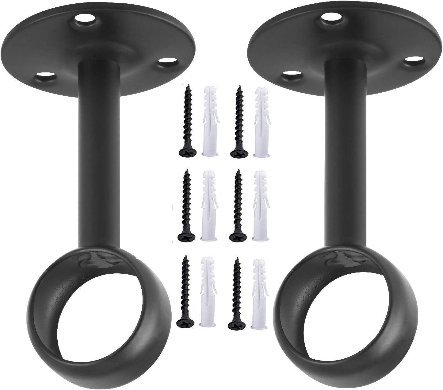 Curtain Rod Ceiling-Mount Bracket Curtain Rod Brackets Curtain Rod Holders (8 PCS, Black)