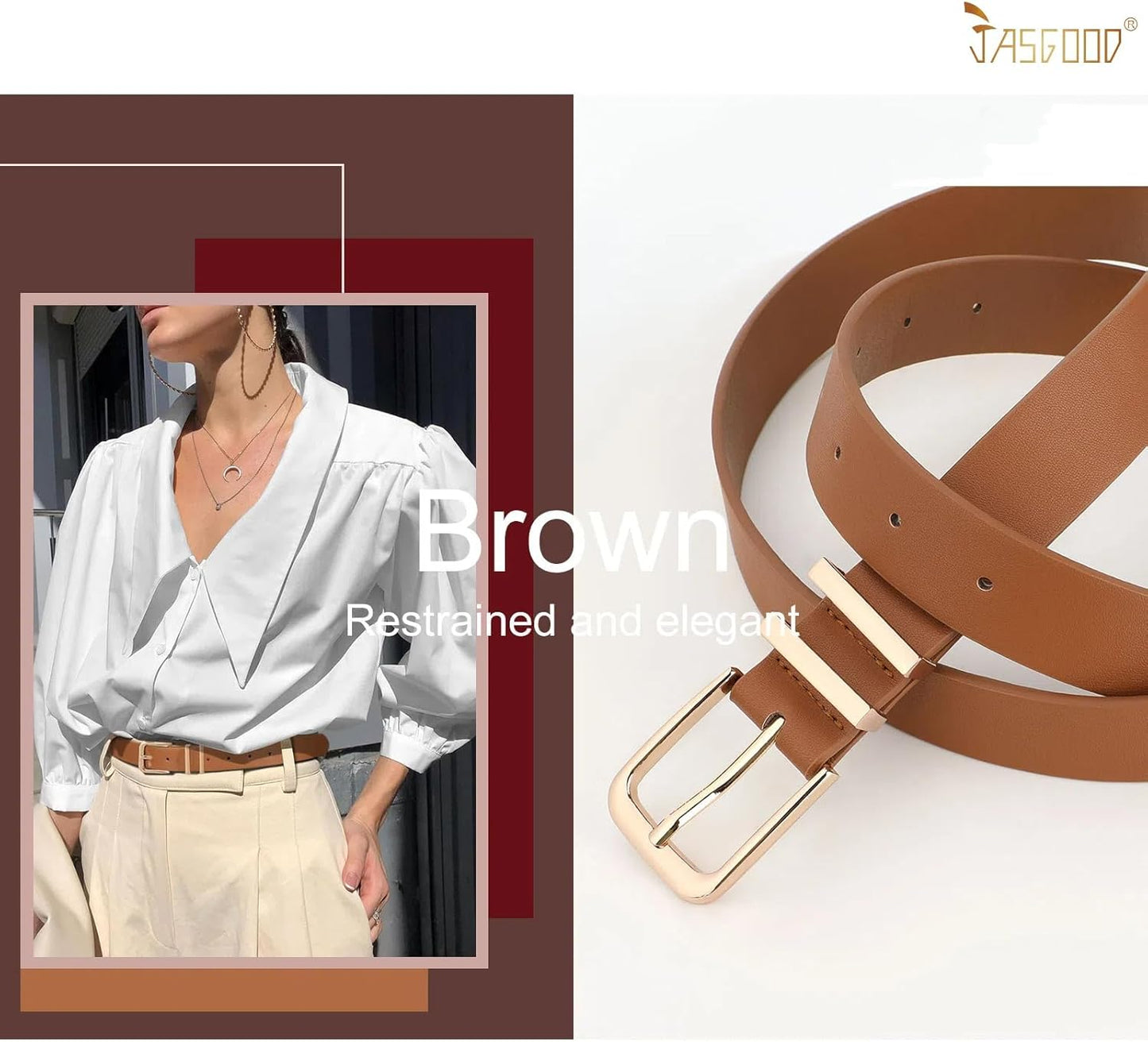 3 Pack Women's Leather Belts for Jeans Pants Dresses Fashion Ladies Gold/Sliver Buckle Leather Belts