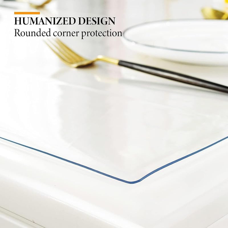 2mm Thick Clear Table Cover Protector 36 x 60 Inch, Plastic Table Cover Rectangle, PVC Clear Table Protector, Desk Protector Mat for Dining Room Table