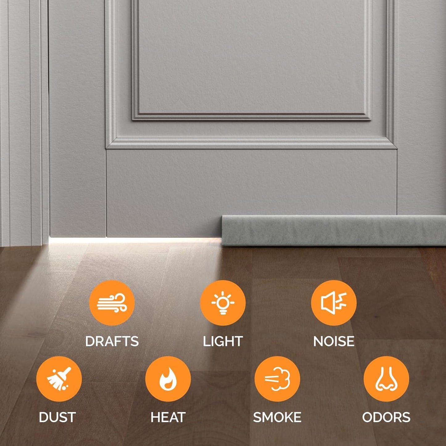 Door Draft Stopper 36" Adjustable Under Door Draft Stopper Soundproofing 30 Inch to 36 Inch Triangle Noise Blocker Seal Large Gap up to 1.7", Easy to Install Grey