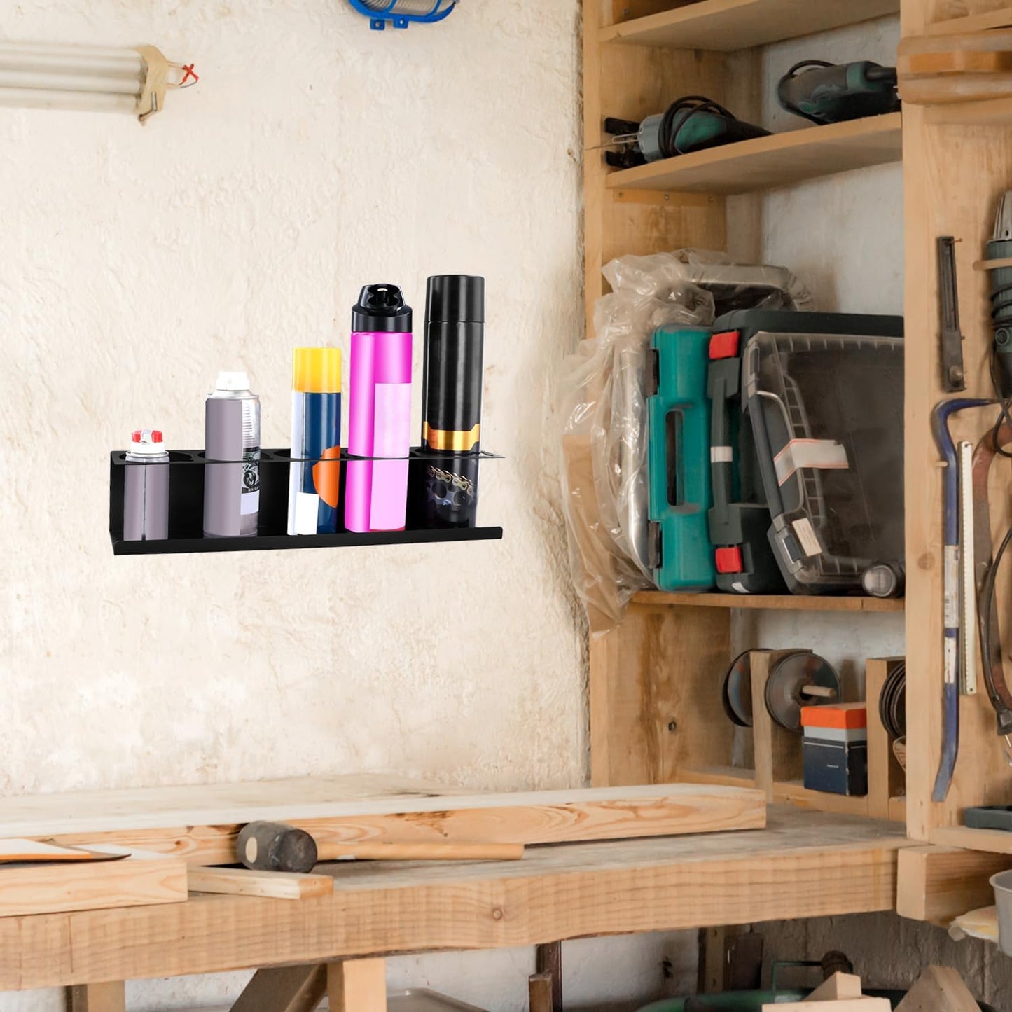 Heavy-Duty Aerosol Spray Can Holder Rack Organizer, Steel, Powder-Coated, Holds 20 Cans, 4 Pcs, Multipurpose Wall, Toolbox, Cart Mount, No Assembly Required