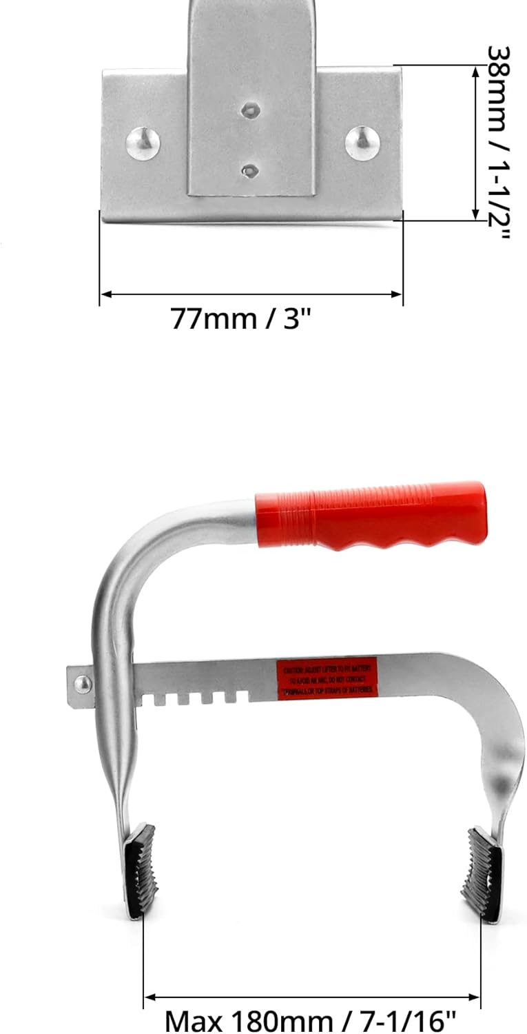 Battery Carrier, Battery Rack with Pads, Adjustable from 5" to 7", for Lifting and Carrying Batteries