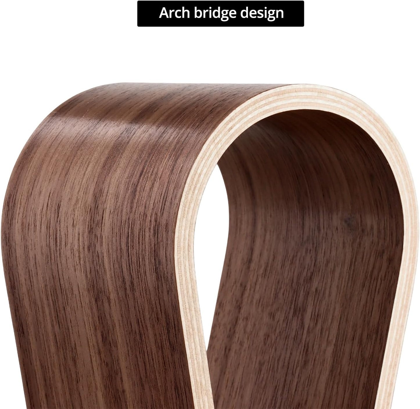 Wood Headphone Stand - Headset Holder, Arch Bridge Design - Universal Compatibility, Ear Headphones Hanger Holder, Stylish Desk Headset Holder for Headphones, Cables, Game Pads, QS32269