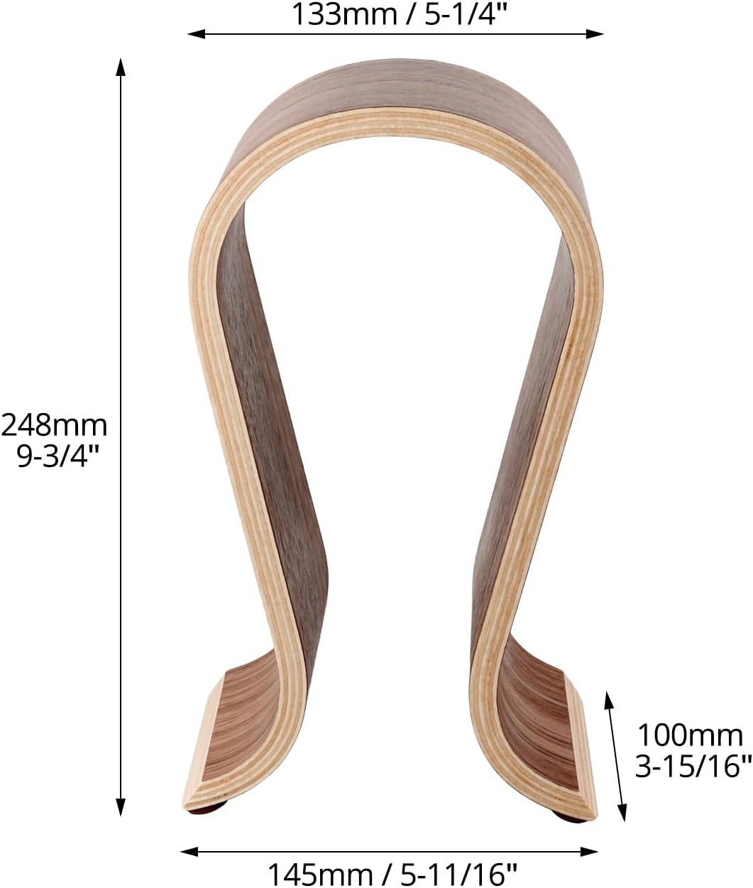 Wood Headphone Stand - Headset Holder, Arch Bridge Design - Universal Compatibility, Ear Headphones Hanger Holder, Stylish Desk Headset Holder for Headphones, Cables, Game Pads, QS32269