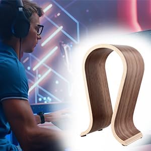 Wood Headphone Stand - Headset Holder, Arch Bridge Design - Universal Compatibility, Ear Headphones Hanger Holder, Stylish Desk Headset Holder for Headphones, Cables, Game Pads, QS32269