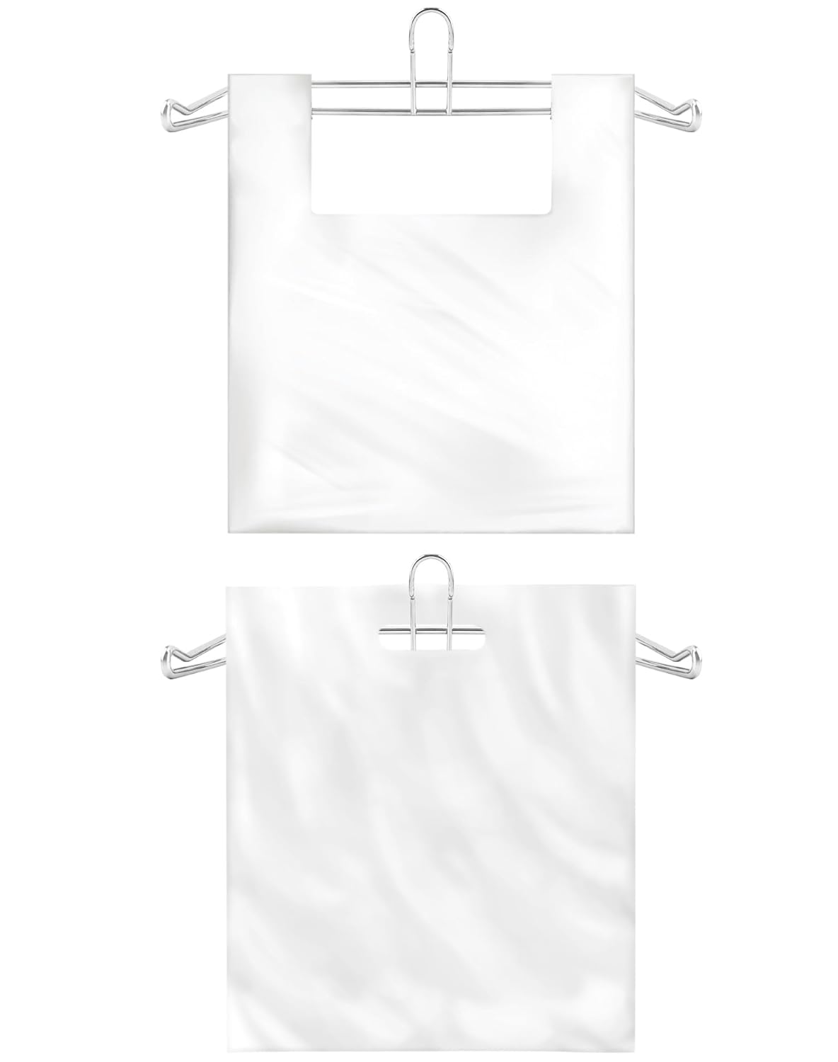 2-Pack T-Shirt Bag Rack Wall Mount, Chrome-Plated Metal T-Shirt Retail Bag Holders, 12-Inch Width, 6" Arm, Easy Install Bag Holder for Retail and Checkout Counters