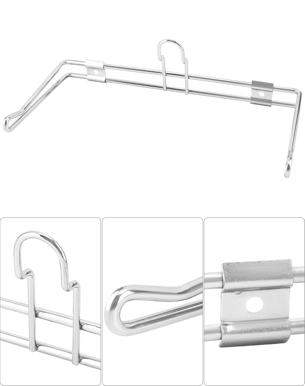 2-Pack T-Shirt Bag Rack Wall Mount, Chrome-Plated Metal T-Shirt Retail Bag Holders, 12-Inch Width, 6" Arm, Easy Install Bag Holder for Retail and Checkout Counters