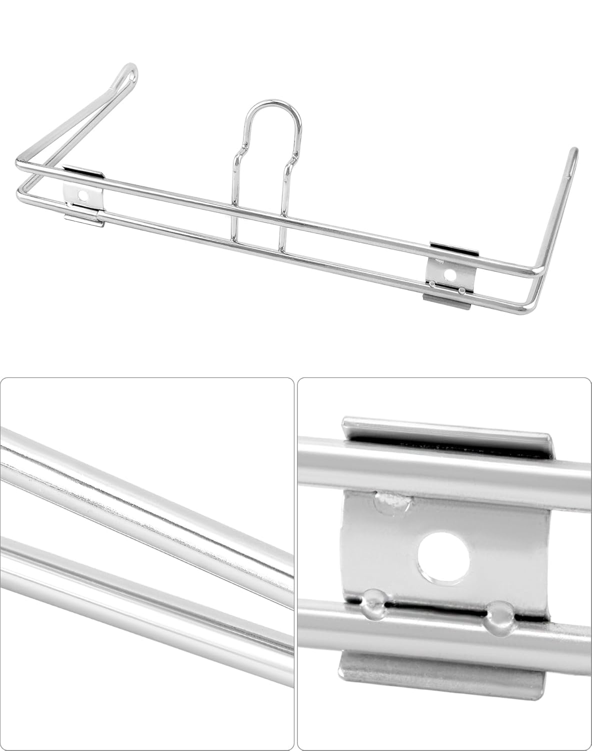 2-Pack T-Shirt Bag Rack Wall Mount, Chrome-Plated Metal T-Shirt Retail Bag Holders, 12-Inch Width, 6" Arm, Easy Install Bag Holder for Retail and Checkout Counters