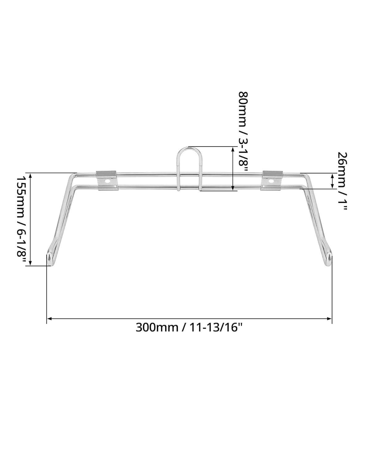 2-Pack T-Shirt Bag Rack Wall Mount, Chrome-Plated Metal T-Shirt Retail Bag Holders, 12-Inch Width, 6" Arm, Easy Install Bag Holder for Retail and Checkout Counters