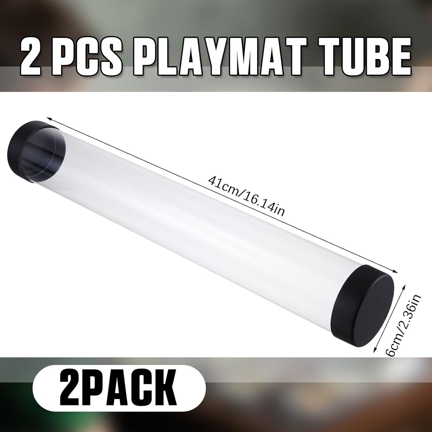 2 Pcs Playmat Tube Round Compatible with MTG Play Mat Holders 16.14 Inch Playmat Case TCG Clear Artwork Tube for Card Game Storage Toy Card Play Mat Tubes for Gaming, Easy in and Out Design