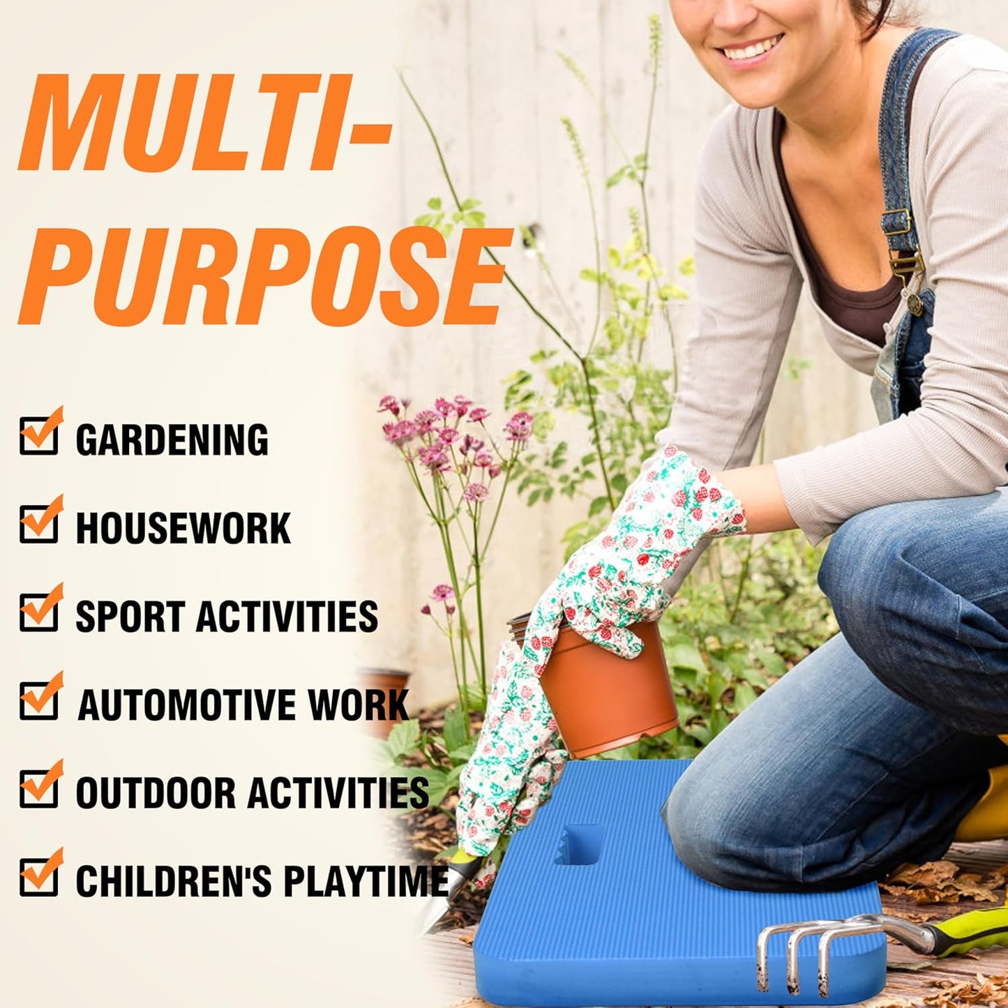 3-Pack Garden Kneeling Pad - For Gardening, Baby Bath, Yoga, Pilates, Exercise, Blue
