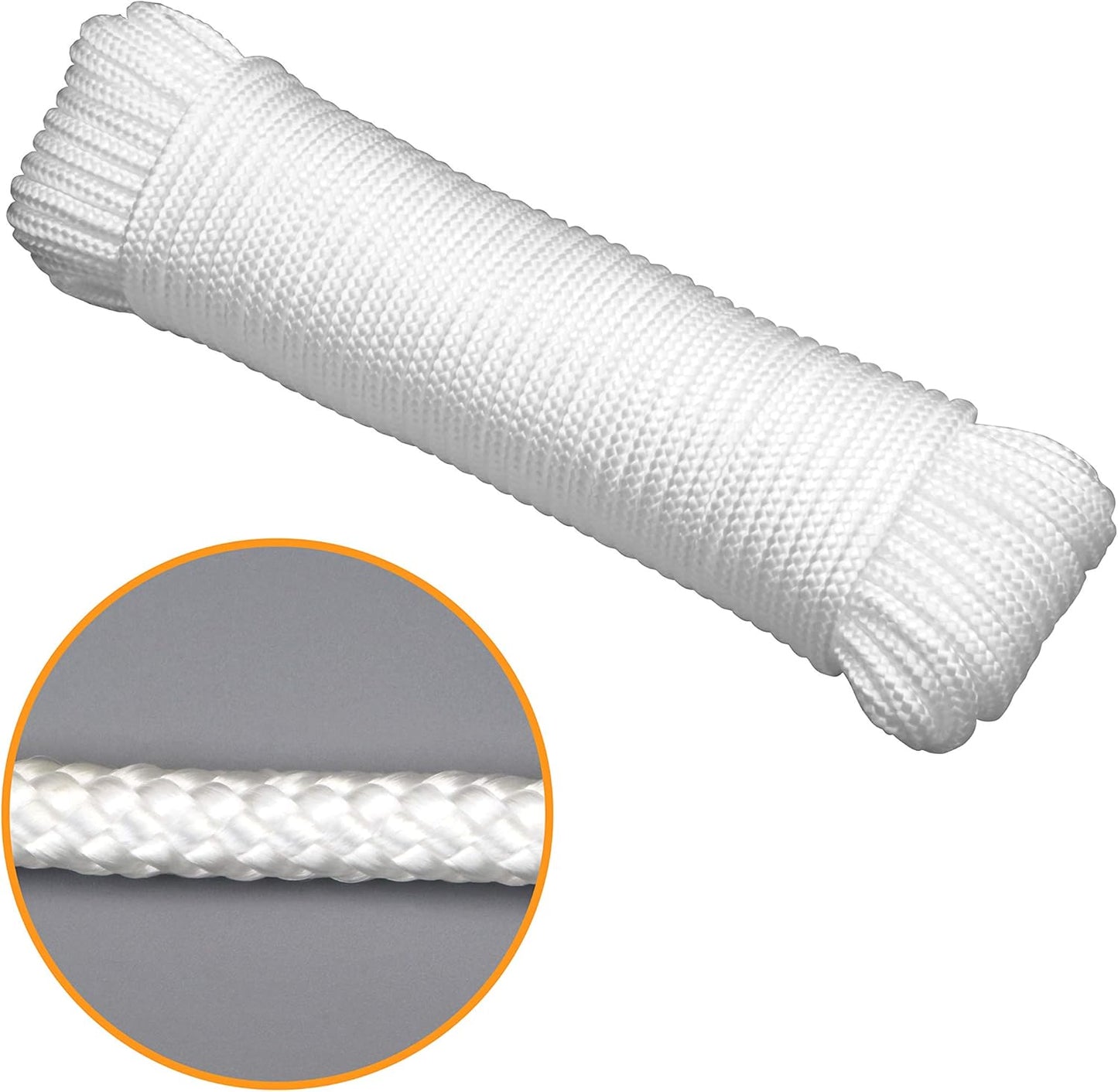 2-Pack 100' x φ1/4" White Rope, UV Resistant Rope for Flag Pole, Clothes line, Camping Tent, Canoes, Tree Work