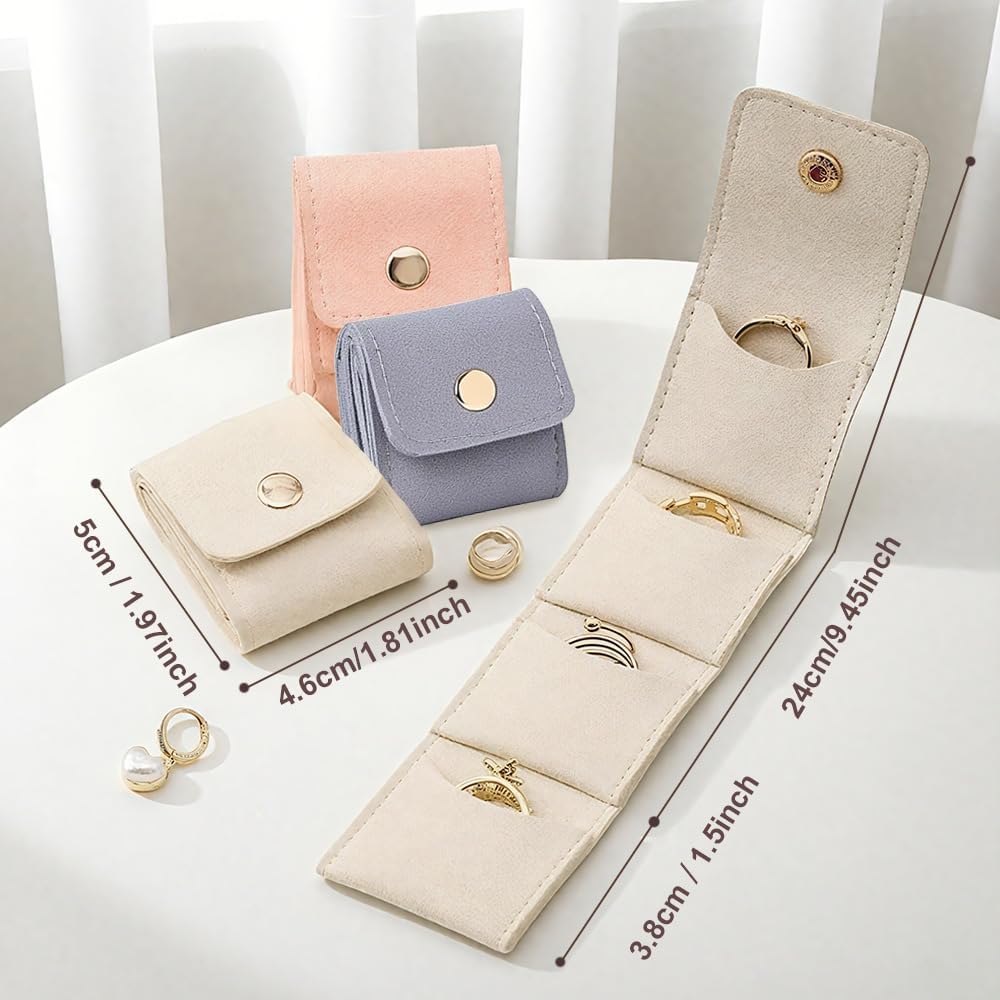 Mini Travel Jewelry Bag, 2026 New Small Jewelry Box Foldable Multifunctional Travel Jewelry Pouch for Earrings, Rings (Pink)