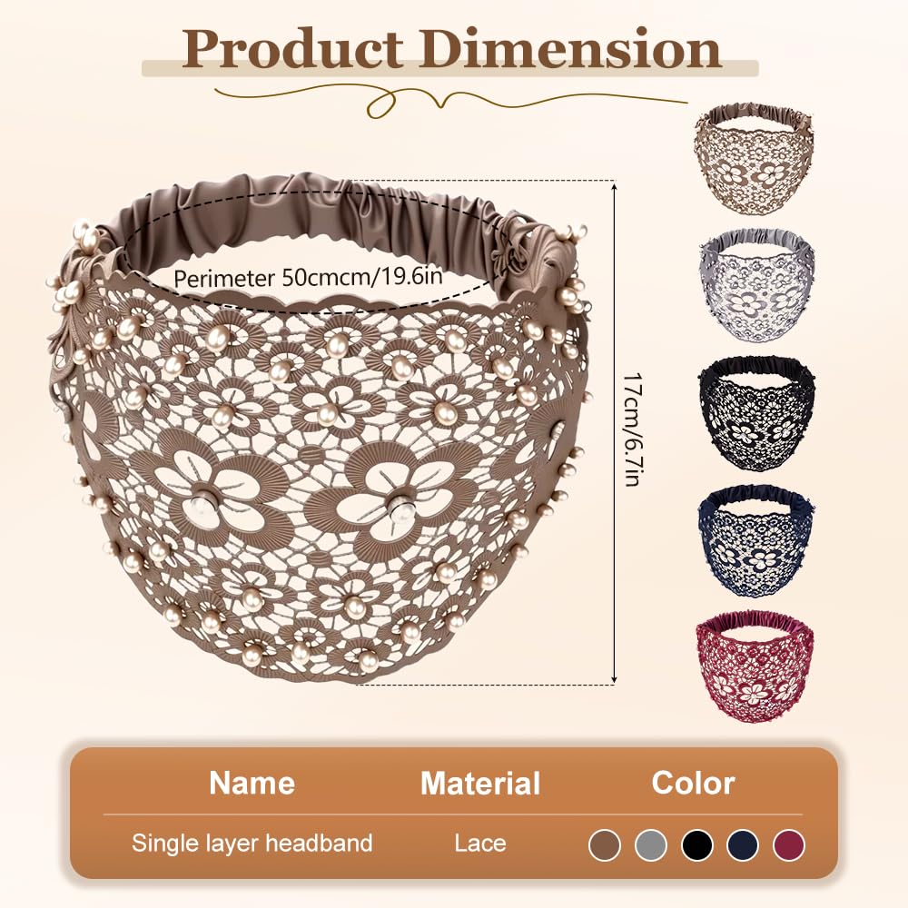 Boho-chic Crystal Pearl Embellished Wide Headbands, 2025 New Vintage High Cranium Artificial Pearls Hairband Pearl Hair Hoop with Teeth Hoop (Black, One Size)