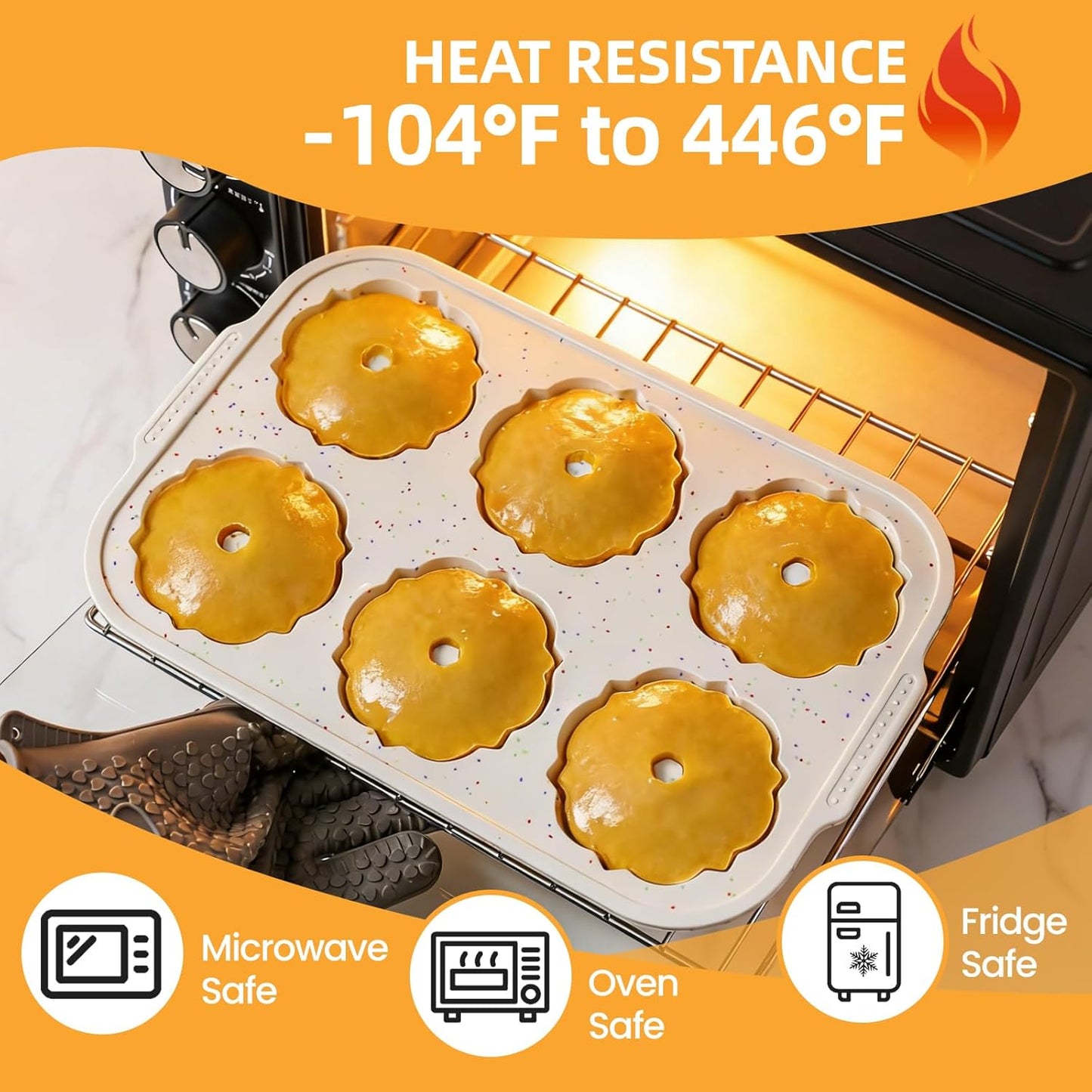 Jumbo Fluted Tube Pan with Metal Reinforced Frame, Silicone Nonstick Cake Molds 2Pcs for Chocoflan, Donuts, Cornbread, Brownies, BPA Free