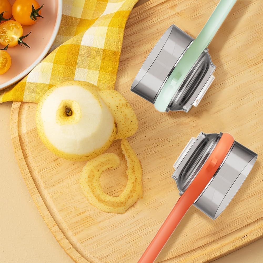 Kitchen Special Fruit Peeler with Box Storage, Upgrade Vegetable Peeler with Catcher Peeler with Storage Bucket, 2026 New Double-Sided Stainless Steel Multi-Function Peelers (Green+Orange)