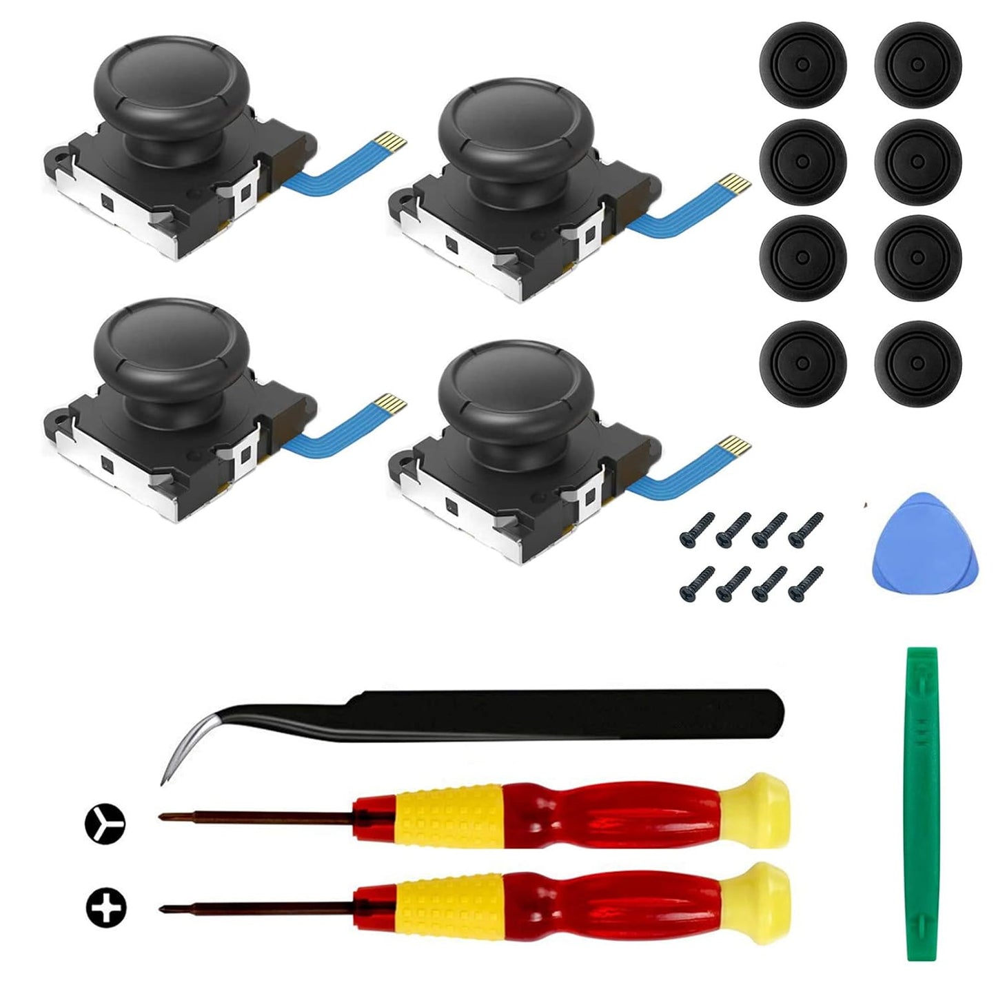 4-Pack Joycon Joystick Replacement Drift Fix for Nintendo Switch/Switch OLED Model/Switch Lite Joy-Con Controller - with Complete Repair Tools