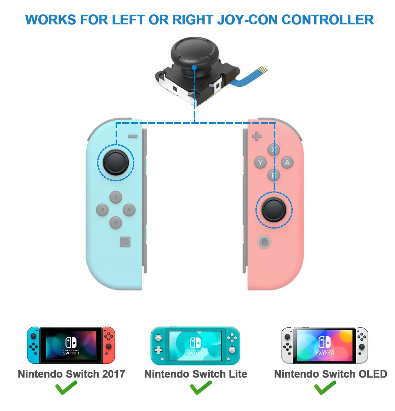 4-Pack Joycon Joystick Replacement Drift Fix for Nintendo Switch/Switch OLED Model/Switch Lite Joy-Con Controller - with Complete Repair Tools