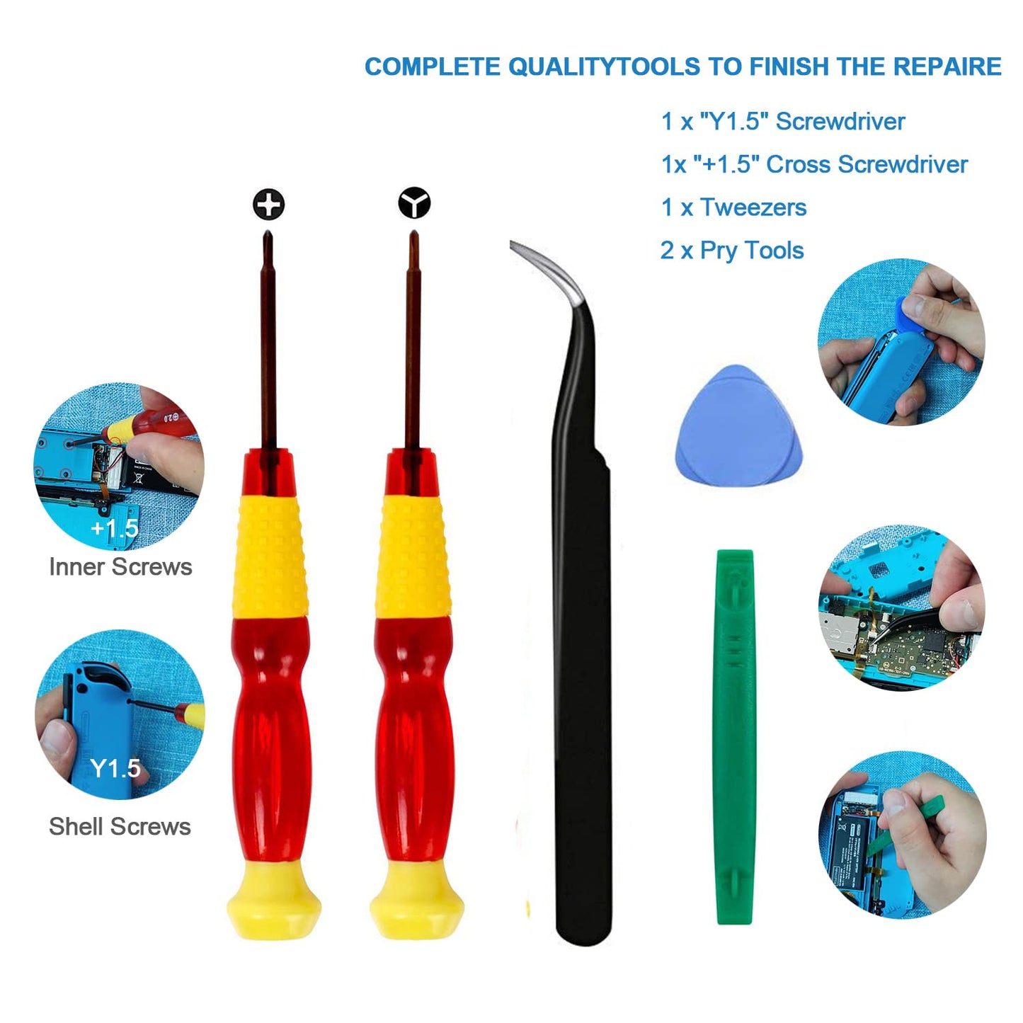 4-Pack Joycon Joystick Replacement Drift Fix for Nintendo Switch/Switch OLED Model/Switch Lite Joy-Con Controller - with Complete Repair Tools