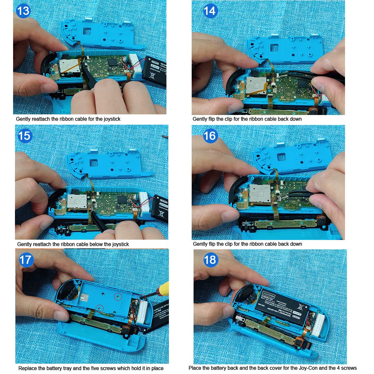 4-Pack Joycon Joystick Replacement Drift Fix for Nintendo Switch/Switch OLED Model/Switch Lite Joy-Con Controller - with Complete Repair Tools