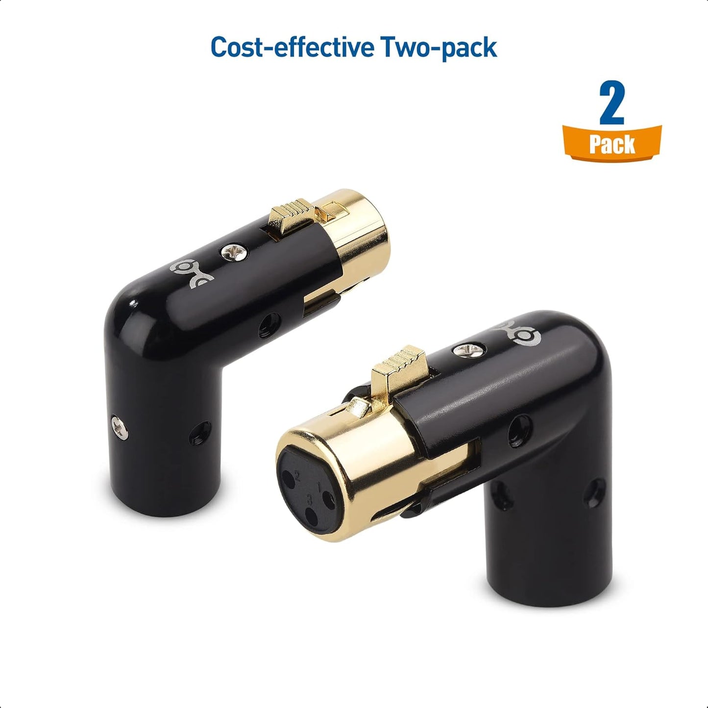 2-Pack Adjustable Male to Female Right Angle XLR Adapter in Black (XLR 90 Degree) & 120 Ohm 3-PinXLR Terminator/DMX Terminator - Optimal Signal Integrity for Lighting and Audio System