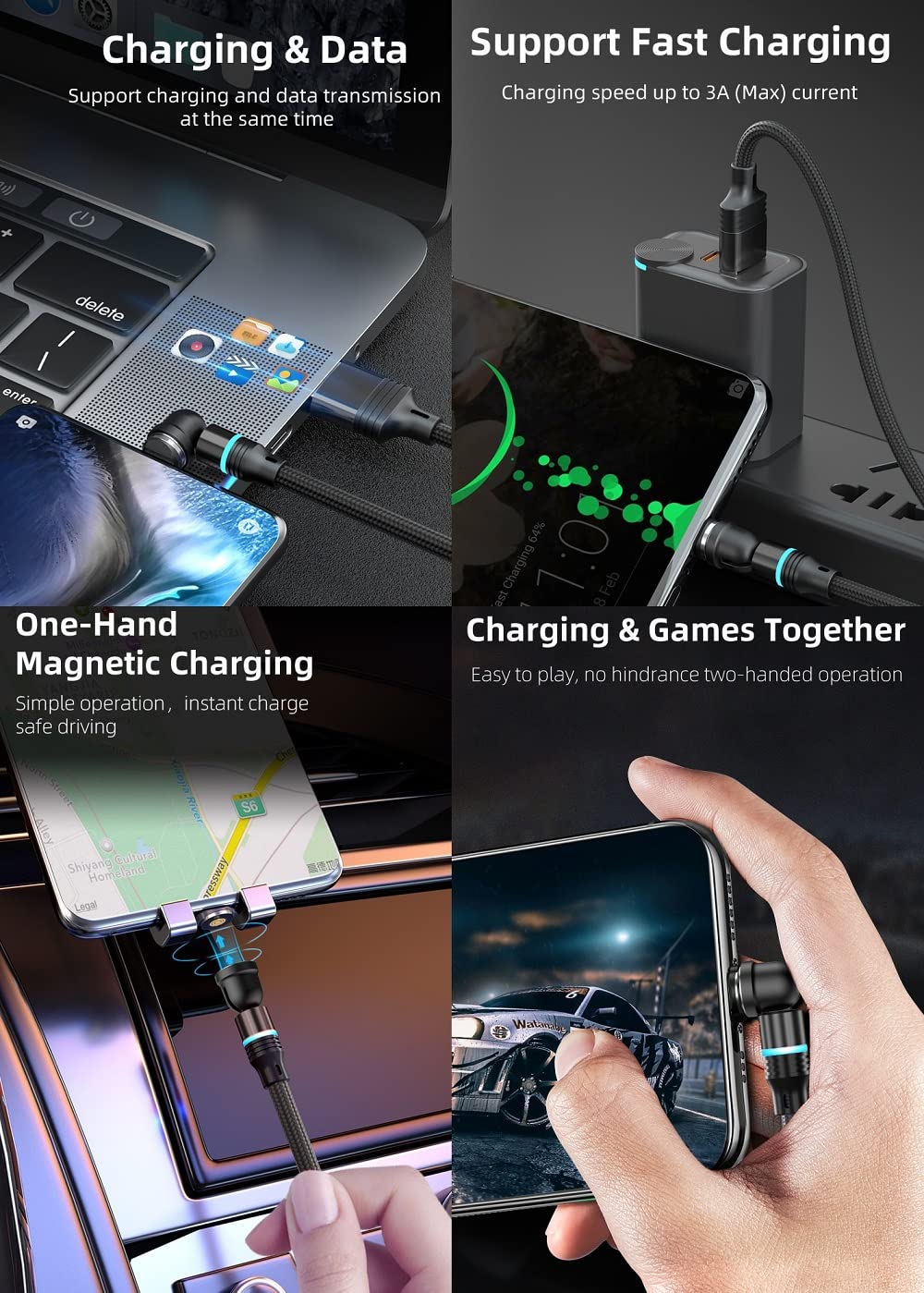 Magnetic Charging Tips 5pin Series,Type-c Tips 9Pack,Magnetic Type-C Tips,Just Charger Tips Without Magnetic Data Cable(Just 5pin USB-C Tips,9Pack)