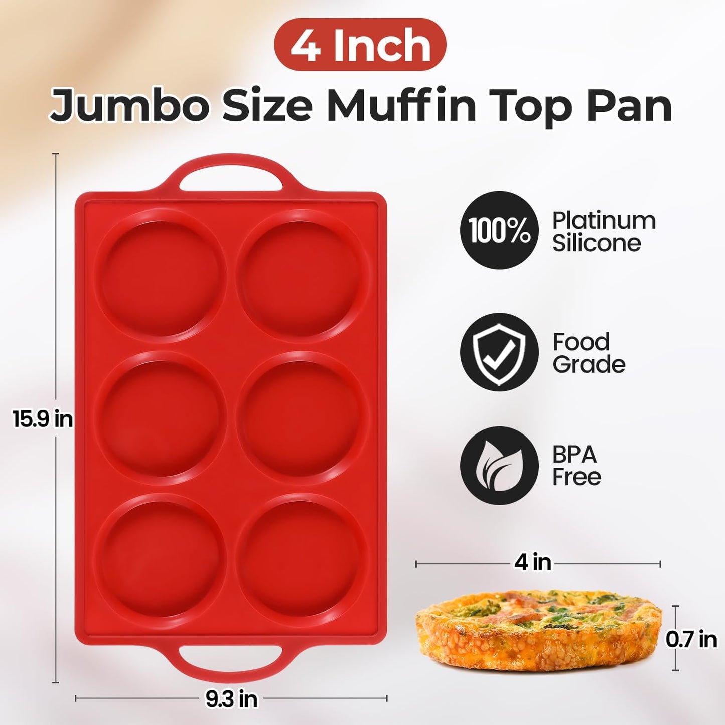 Silicone Muffin Top Pan & Metal Frame Round Egg Baking Pan