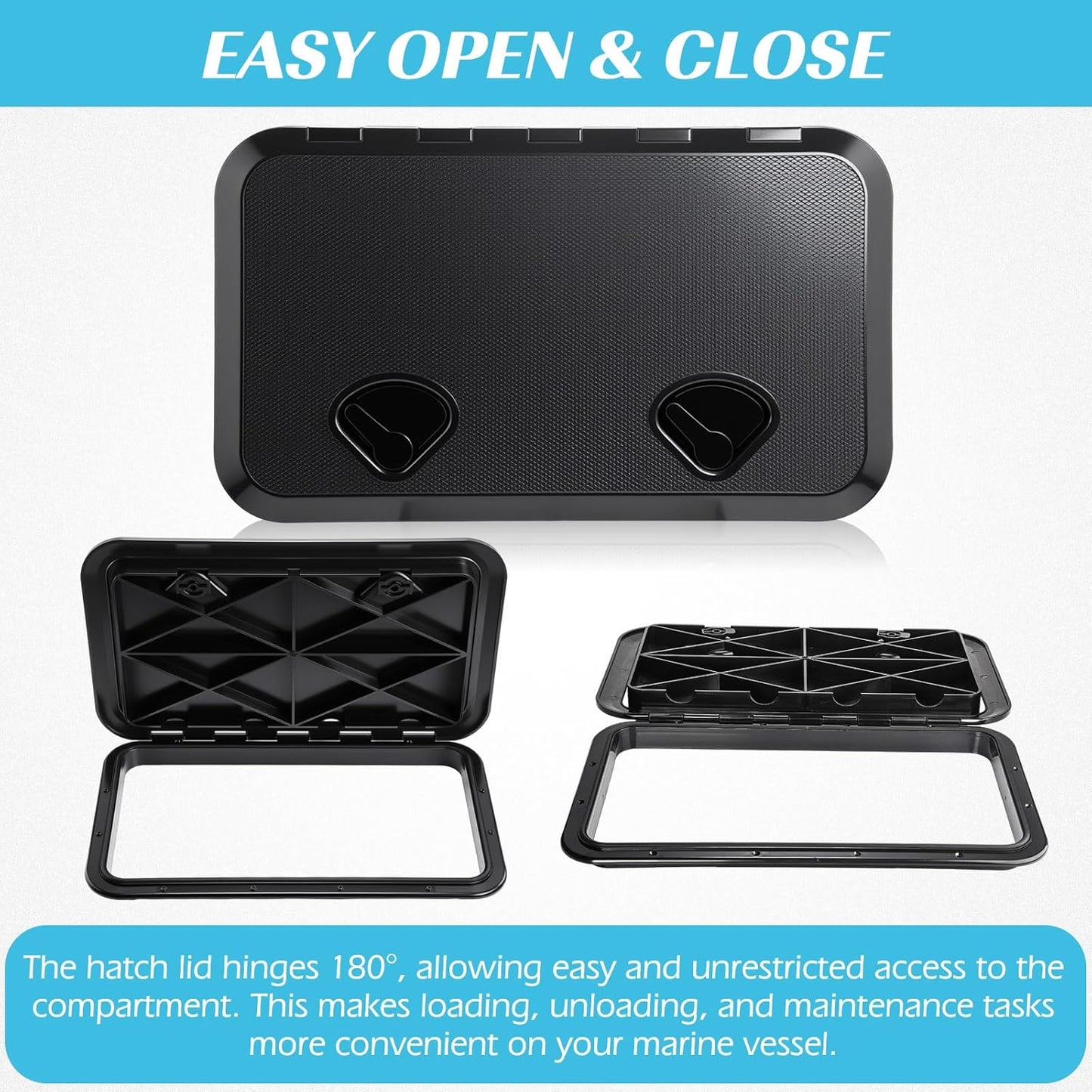 2 Pcs Marine Boat Deck Hatch Boat Access Hatch & Lid, 180 Hinge Strong Recessed Handle for Marine Yacht Rv Truck Vent Accessories, Easy to Install