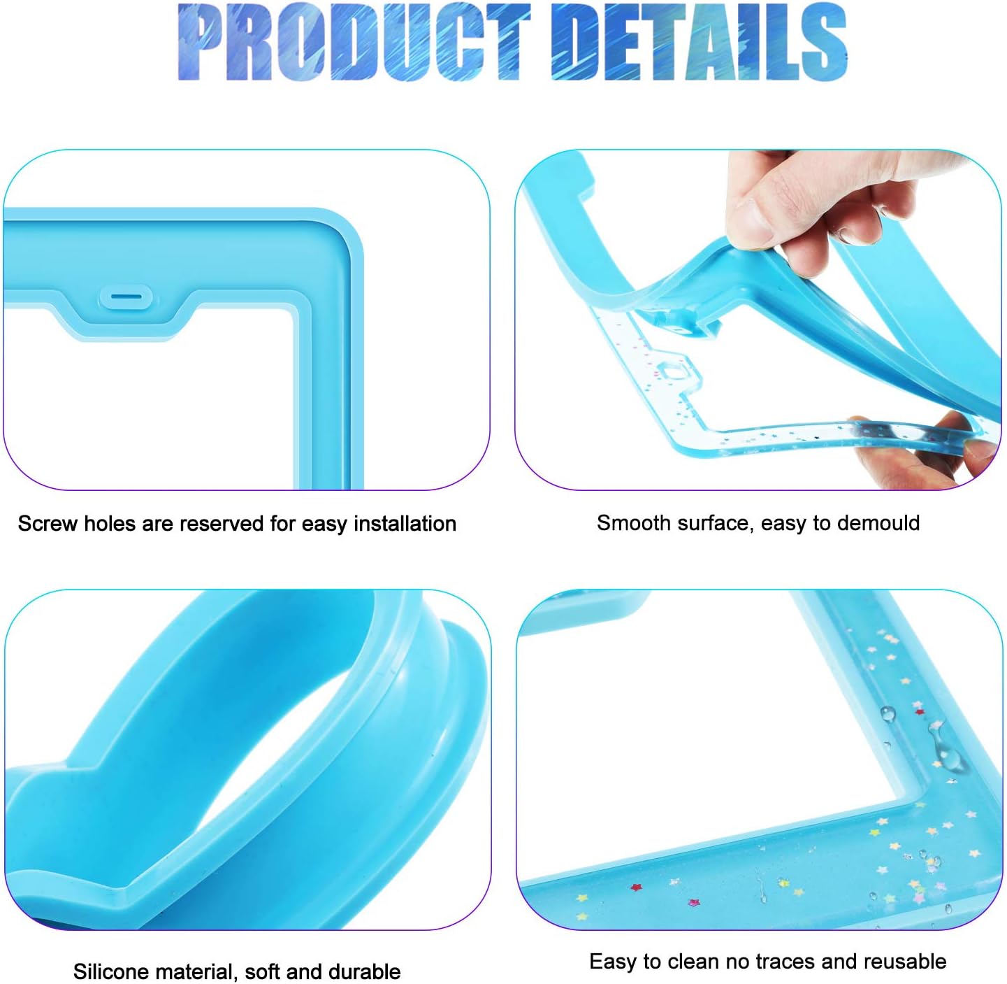 2 Pieces License Plate Frame Silicone Moulds Car Plate Resin Epoxy License Cover Mould for DIY Casting Handmade Crafts Making Supplies