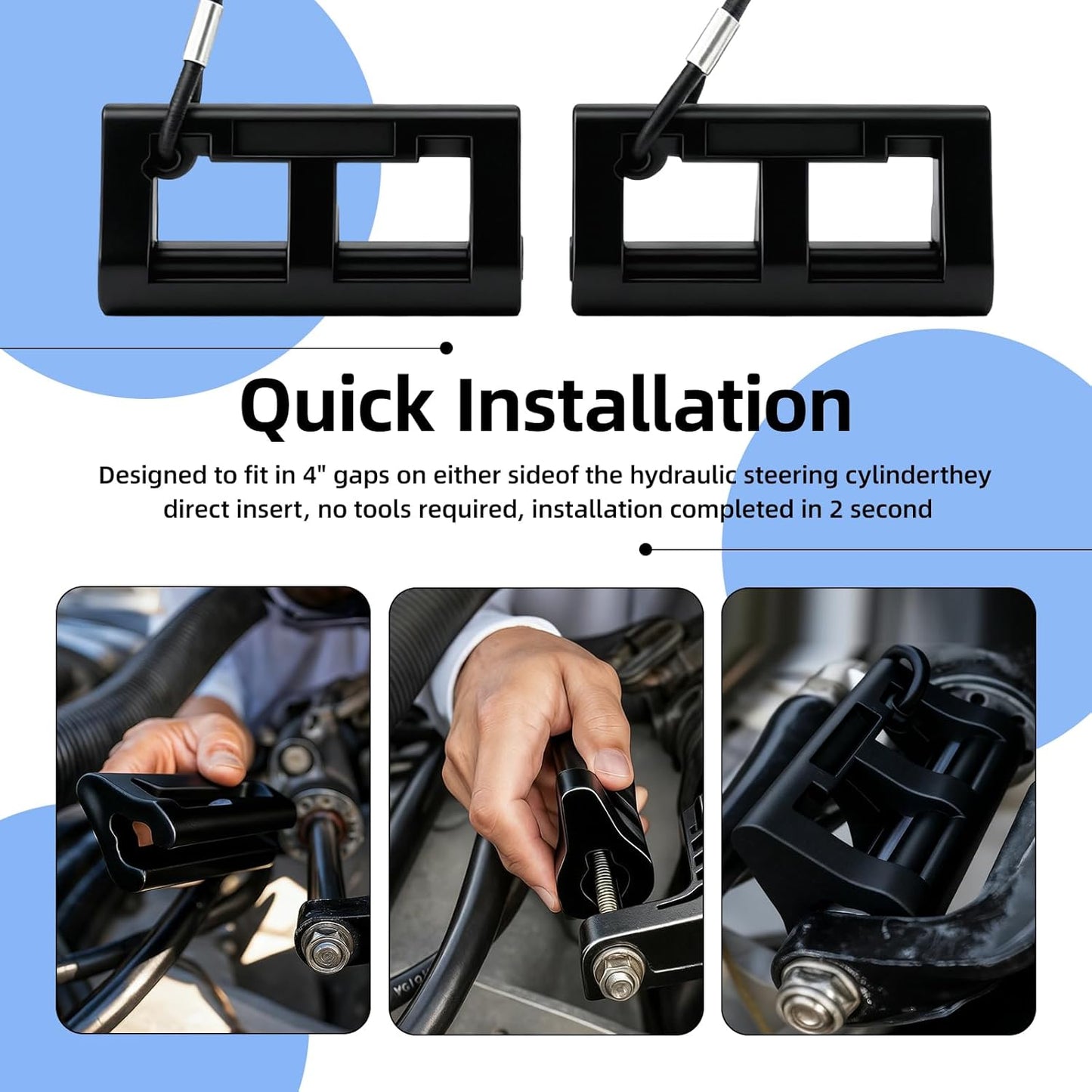 Outboard Motor Support and Hydraulic Steering Lock Set for Boat Transom Stabilization Prevents Motor Wobble & Enhances Trailers Safety