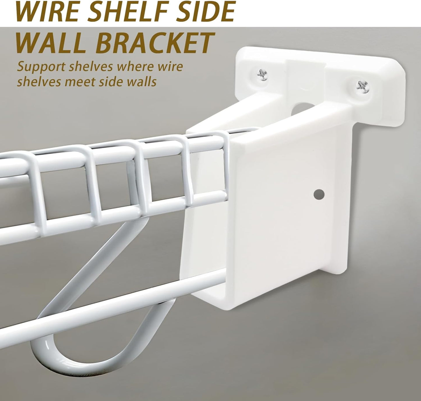 8 Pcs Wire Shelf End Brackets: Closet Maid Support, Wall Mount, White, Polyvinyl Chloride