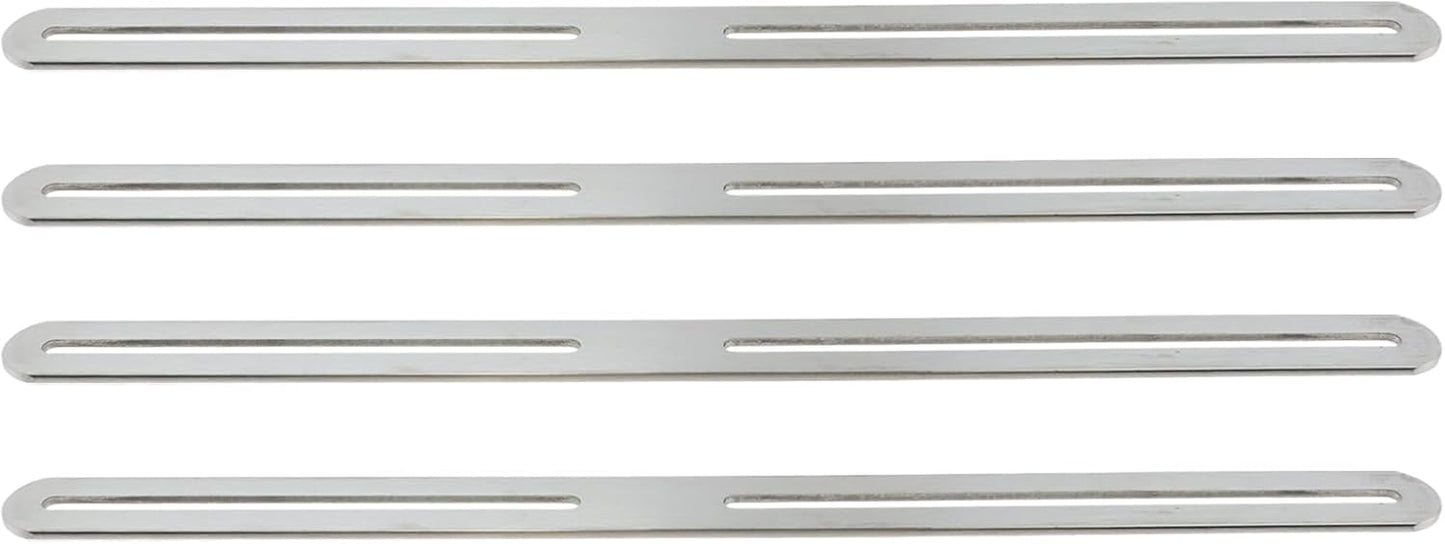 Adjustable Straight Brace Flat Mending Plates for Wood Stainless Steel Straight Bracket with Slot for Board, Bed Frame and Furniture, Silver, 14" x 0.95" -4pcs