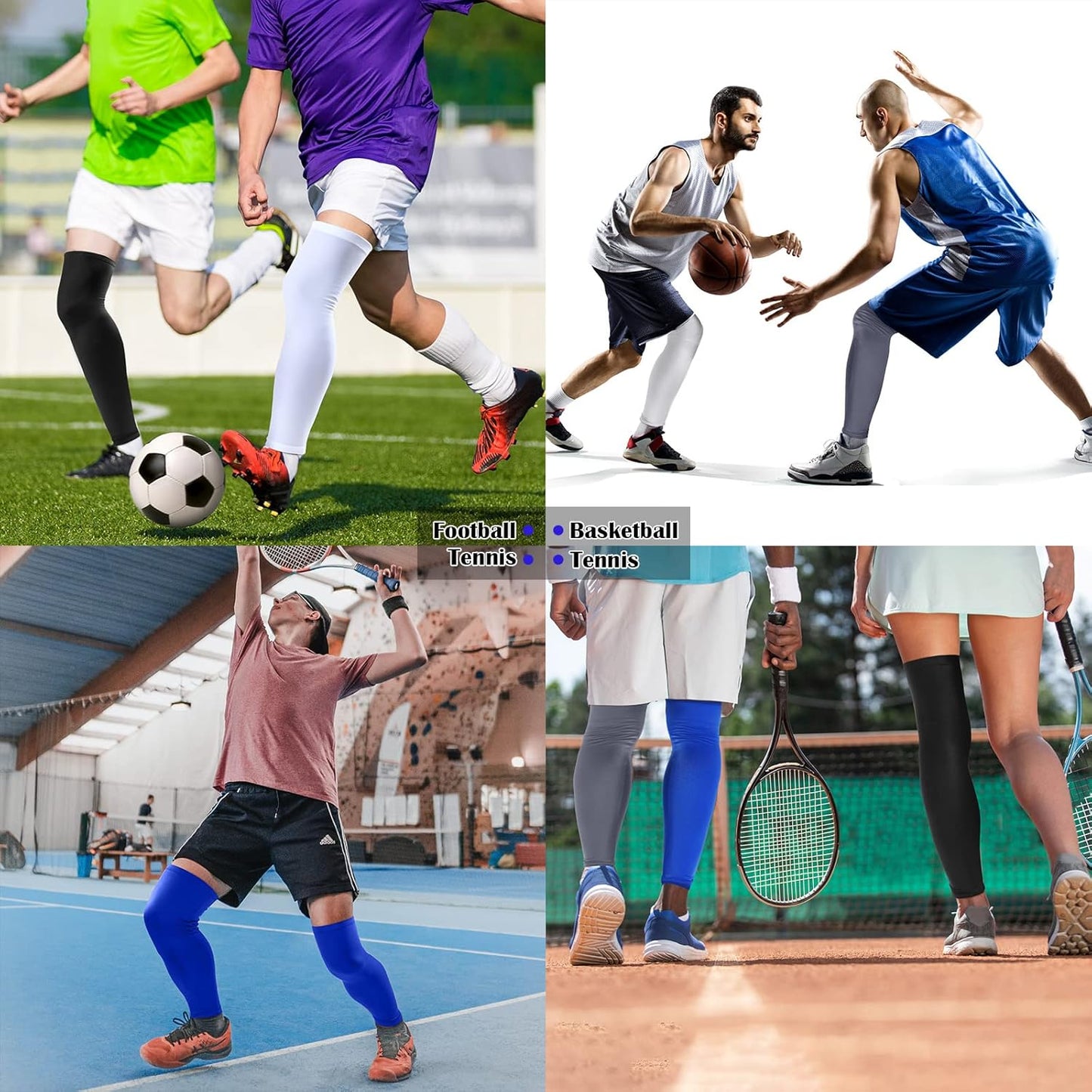 Leg Sleeves Compression Long Knee Sleeve UV Protect for Men Women Sport Basketball Football