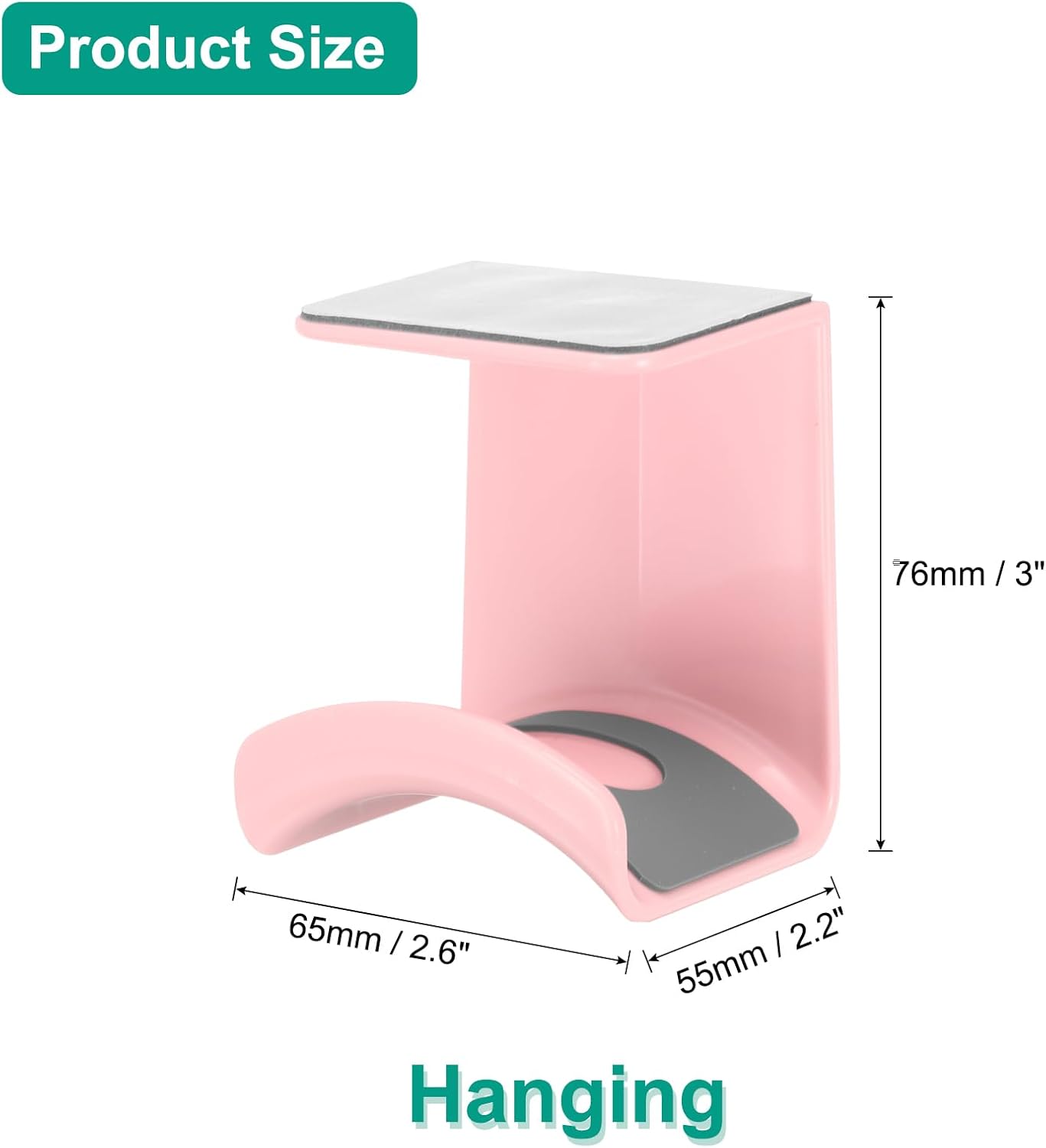 Headphone Stand, 2 Pcs ABS Headset Holder Adhesive Headphone Holder Hook Mount Headphone Hanger Hook Under Desk for Gaming Headphones Earphones Cables, Pink(Hanging)