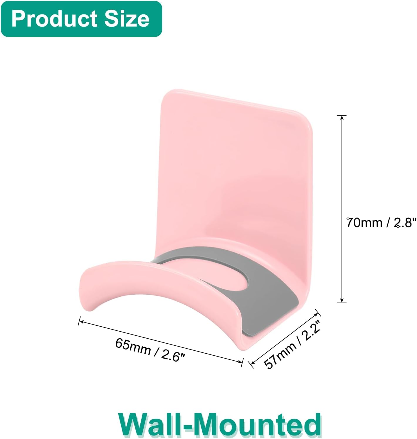 Headphone Stand, 4 Pcs ABS Headset Holder Adhesive Headphone Holder Hook Mount Headphone Hanger Hook Under Desk for Gaming Headphones Earphones Cables, Pink(Wall-Mounted)