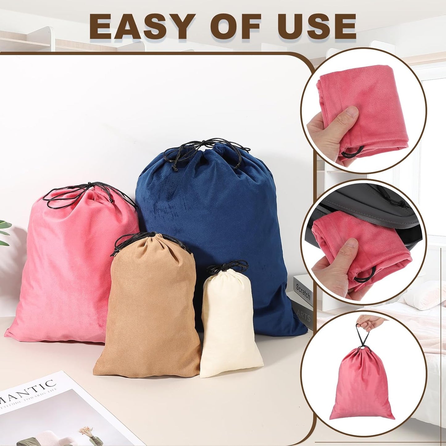 2 Pack Dust Bags for Handbags, 19.3x23.7" Cotton Drawstring Storage Pouch Bag Dust Cover Storage Bags for Purses Shoes Boots Daily Travel Storage, Navy