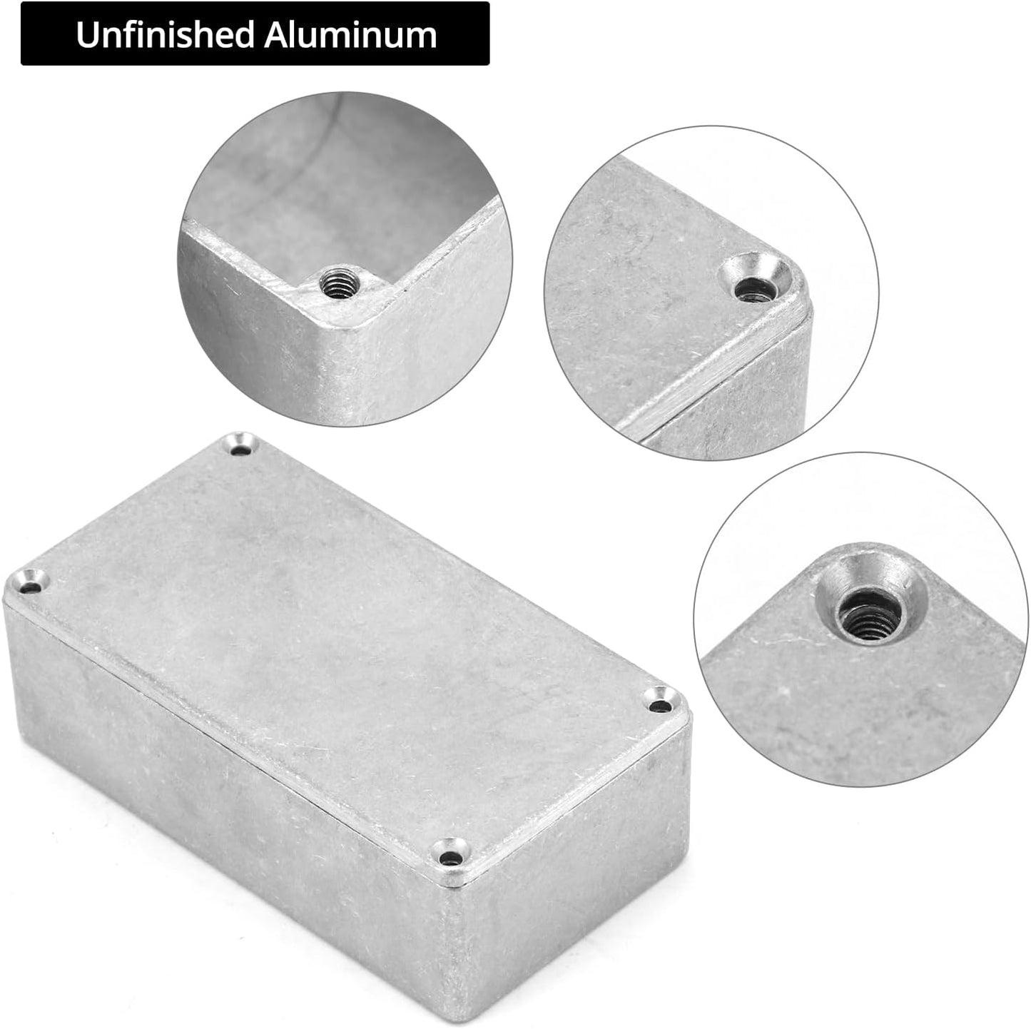 125B/1590N1 Aluminium Stomp Box Enclosures, 122 x 66 x 39.5 mm, Unfinished DIY Guitar Pedal Cases with Screws and Rubber Mats, 3 Pcs