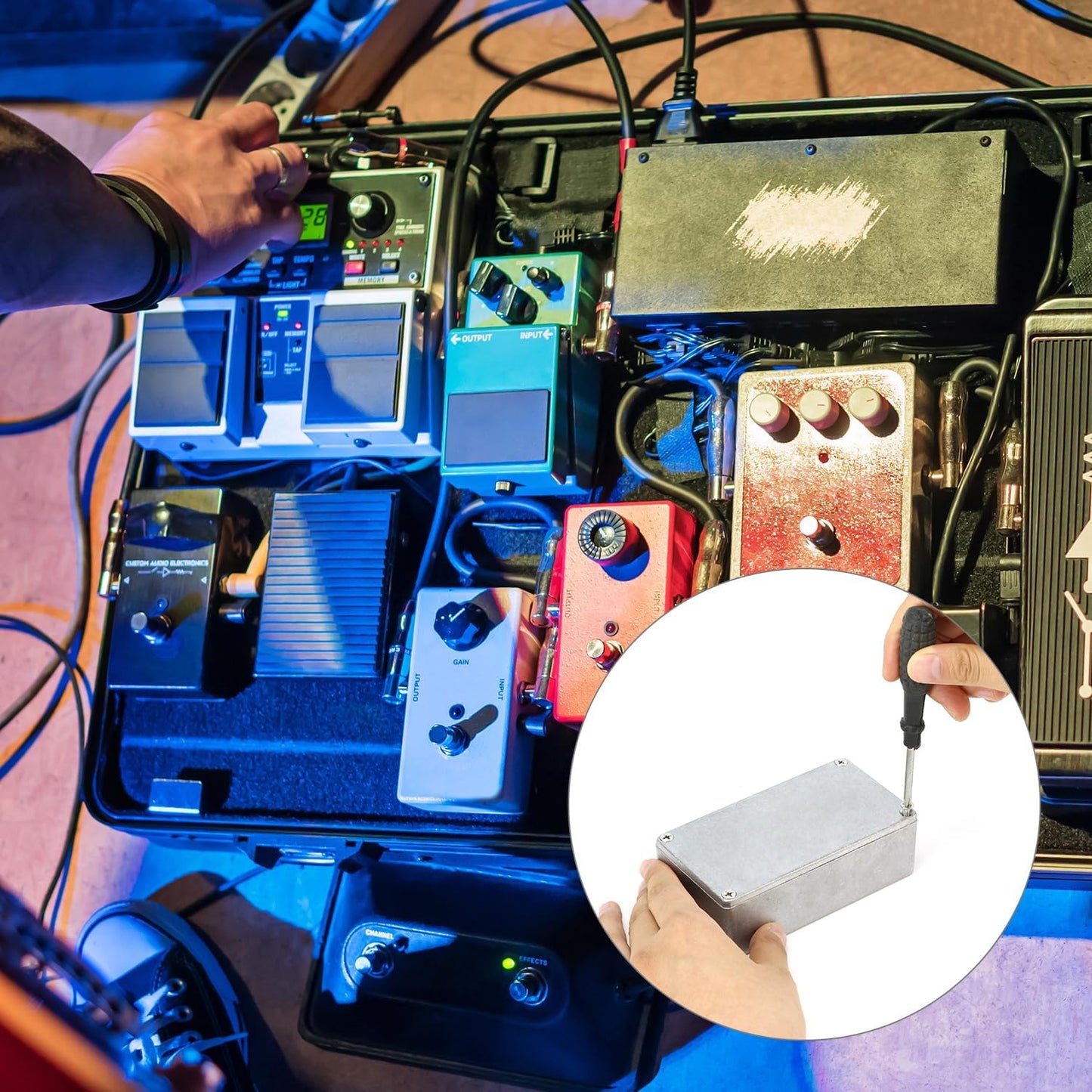 125B/1590N1 Aluminium Stomp Box Enclosures, 122 x 66 x 39.5 mm, Unfinished DIY Guitar Pedal Cases with Screws and Rubber Mats, 3 Pcs