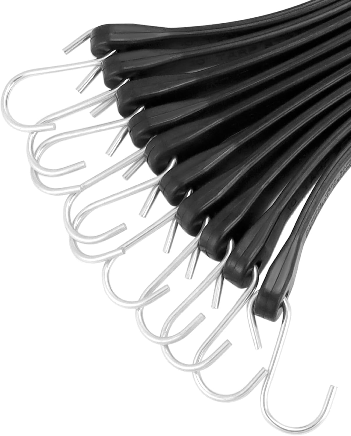 10" Tarp Straps for Flatbed Trailers, Adjustable Tarp Straps, 20 Pack Rubber Bungee Cord Tie-Downs with Hooks for Securing Tarps, Canvases, Cargo