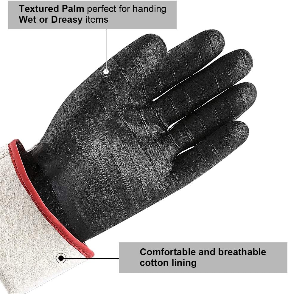 932°F Extreme Heat Resistant Gloves for Grill BBQ, Waterproof Long Sleeve Pit Grill Gloves for Fryer, Baking, Oven,Smoker,Fireproof, Oil Resistant Neoprene Coating（14-Inch ）